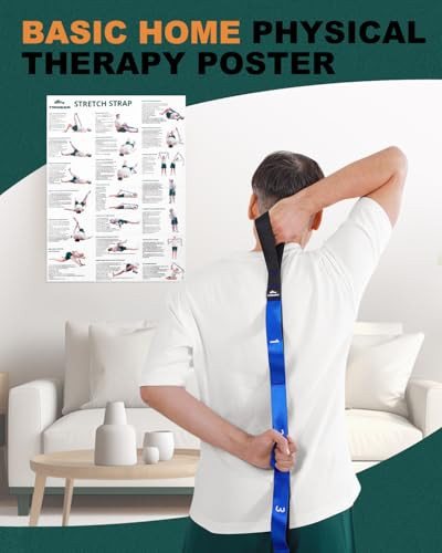 Stretching Strap for Physical Therapy, Non-Elastic Yoga Strap with 10 Loops,