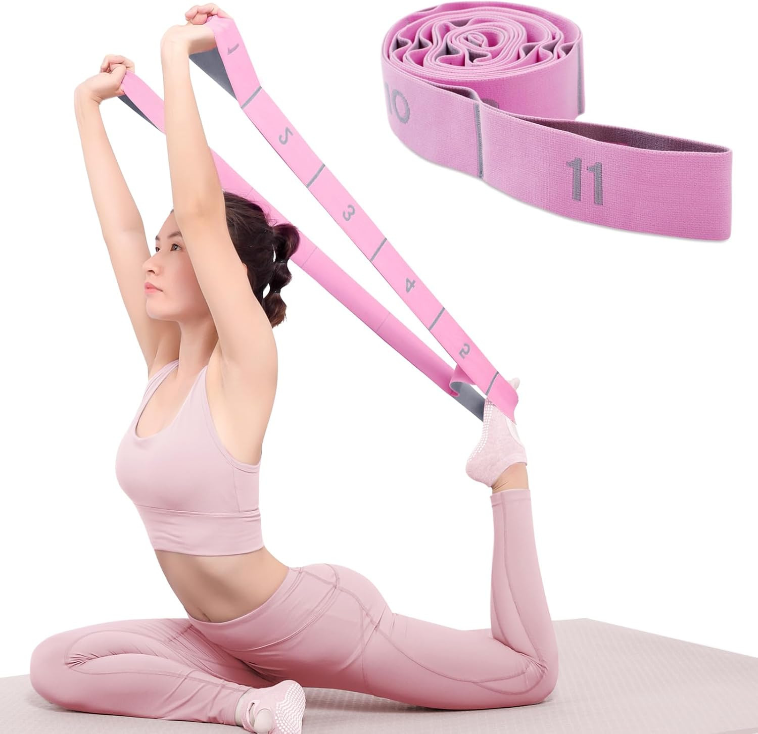 11 Loops Stretch Band – Yoga, Pilates, Ballet, and Physical Therapy Stretching S