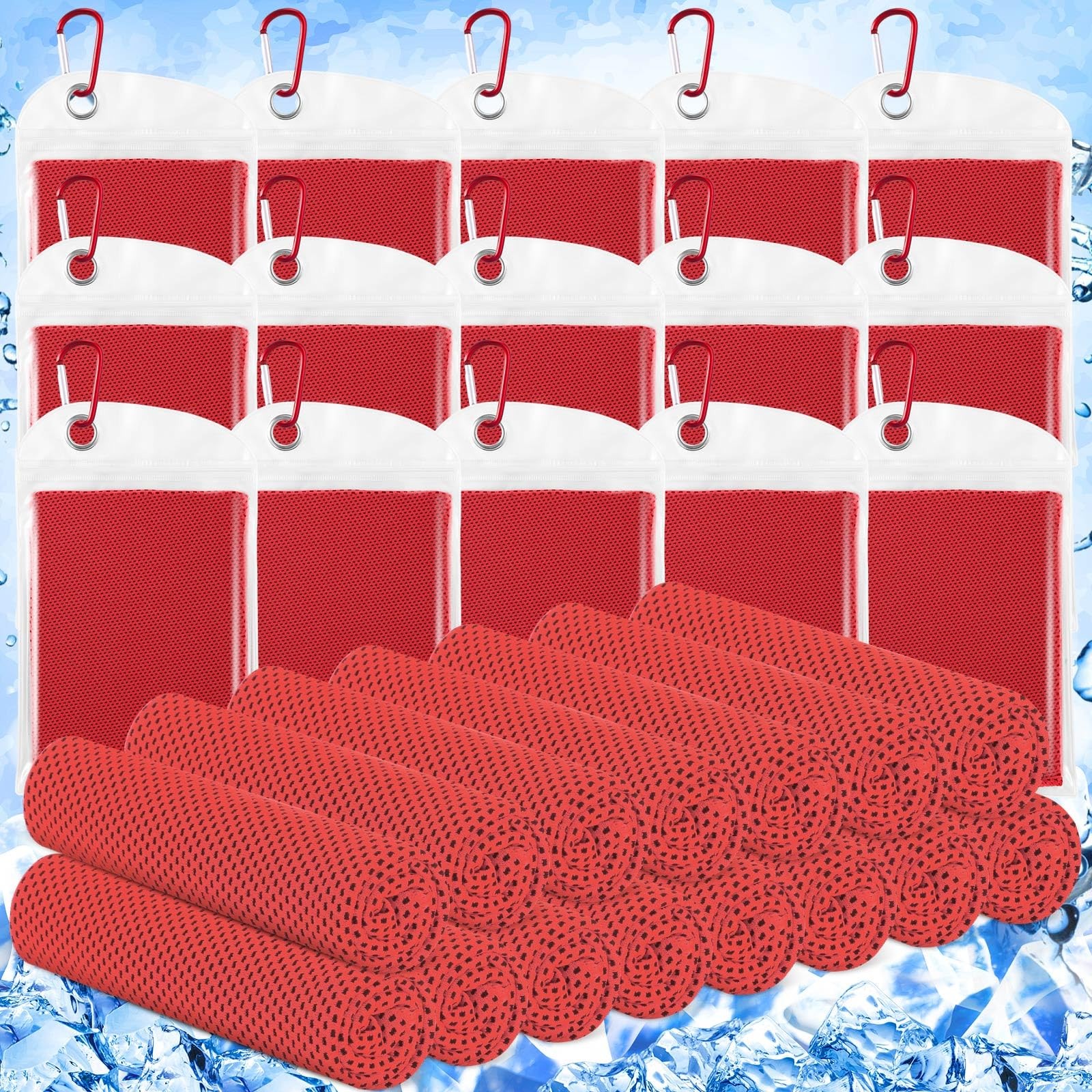Hosuly 15 Pack Cooling Towels 40&Prime; x 12&Prime; 40 x 12 inches, Red