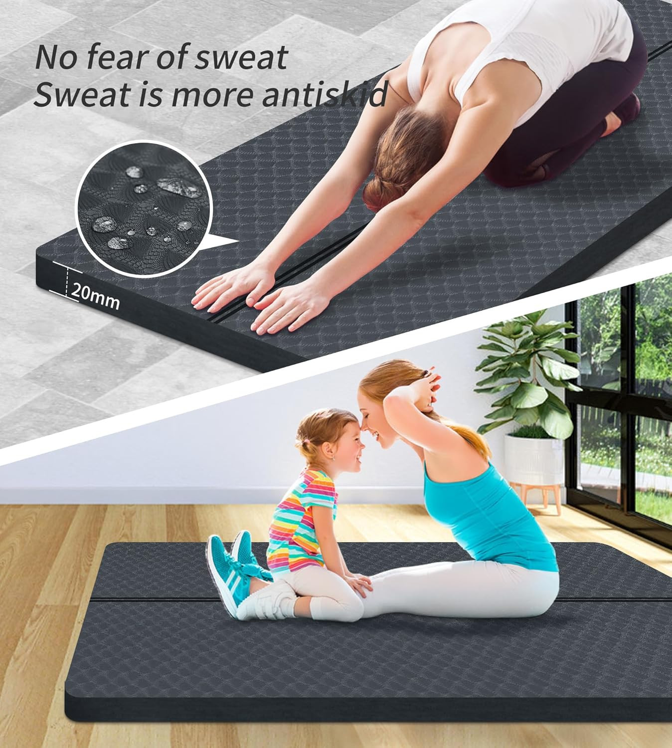 Large Exercise Mat – 15Mm/20Mm/30Mm Thick Yoga Mat | Workout Mat for Fitness, Yo
