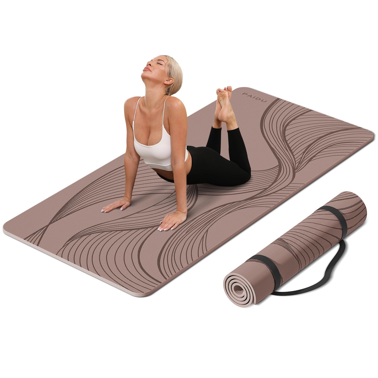 PAIDU Large Yoga Mat-72’x36’x0.4’ Extra Width ＆ Brown