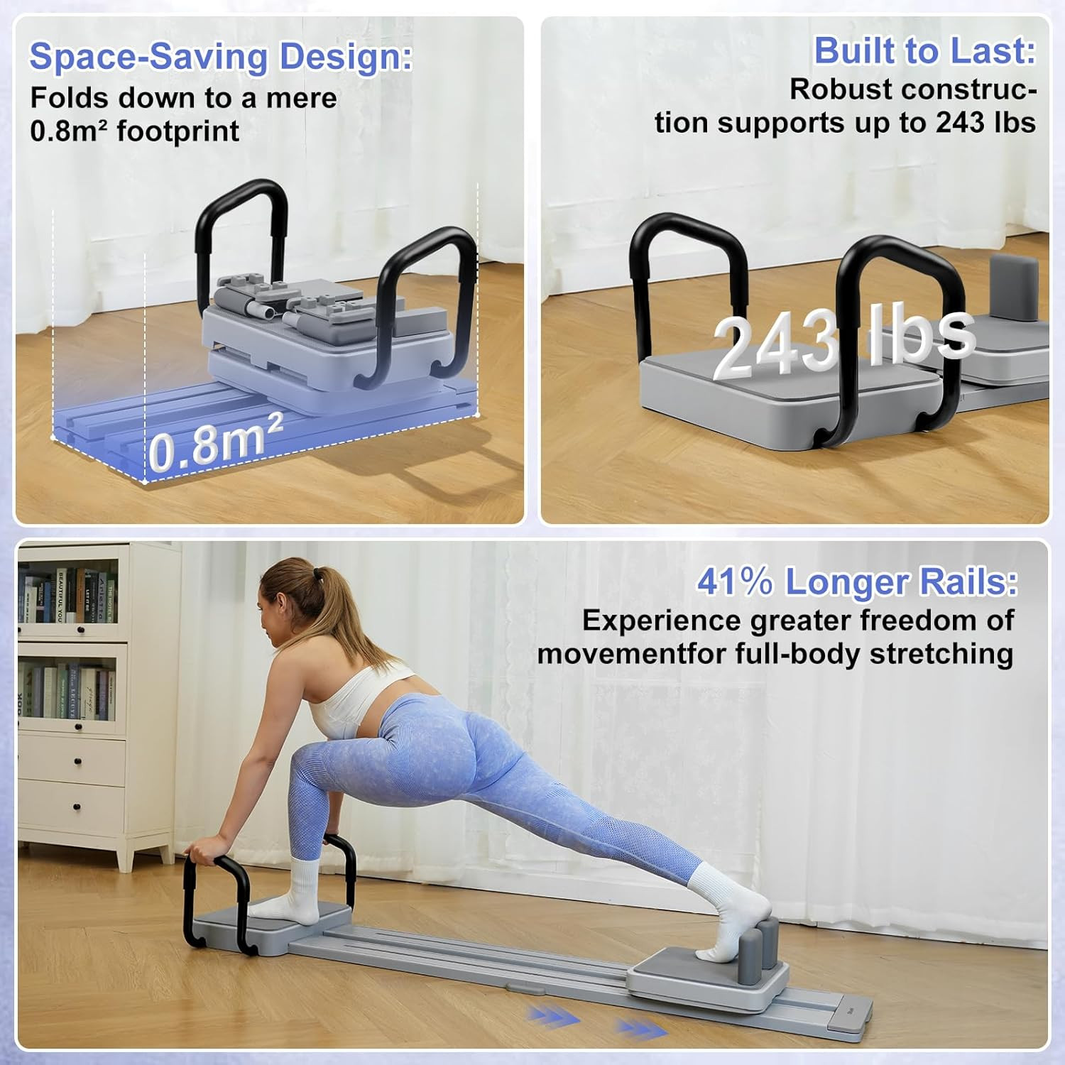Portable Pilates Reformer with 66.9 » Track – Home Workout Machine