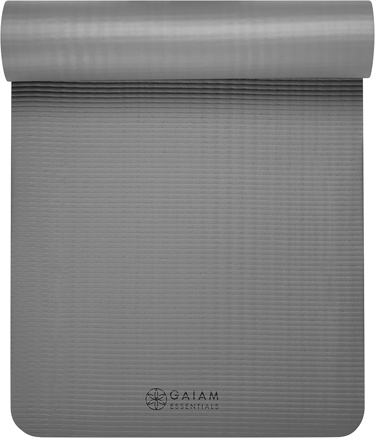 Gaiam Yoga Mat, Pilates & Exercise Mat, Thick Mat 2/5&Prime; (10Mm) Workout Mat with E