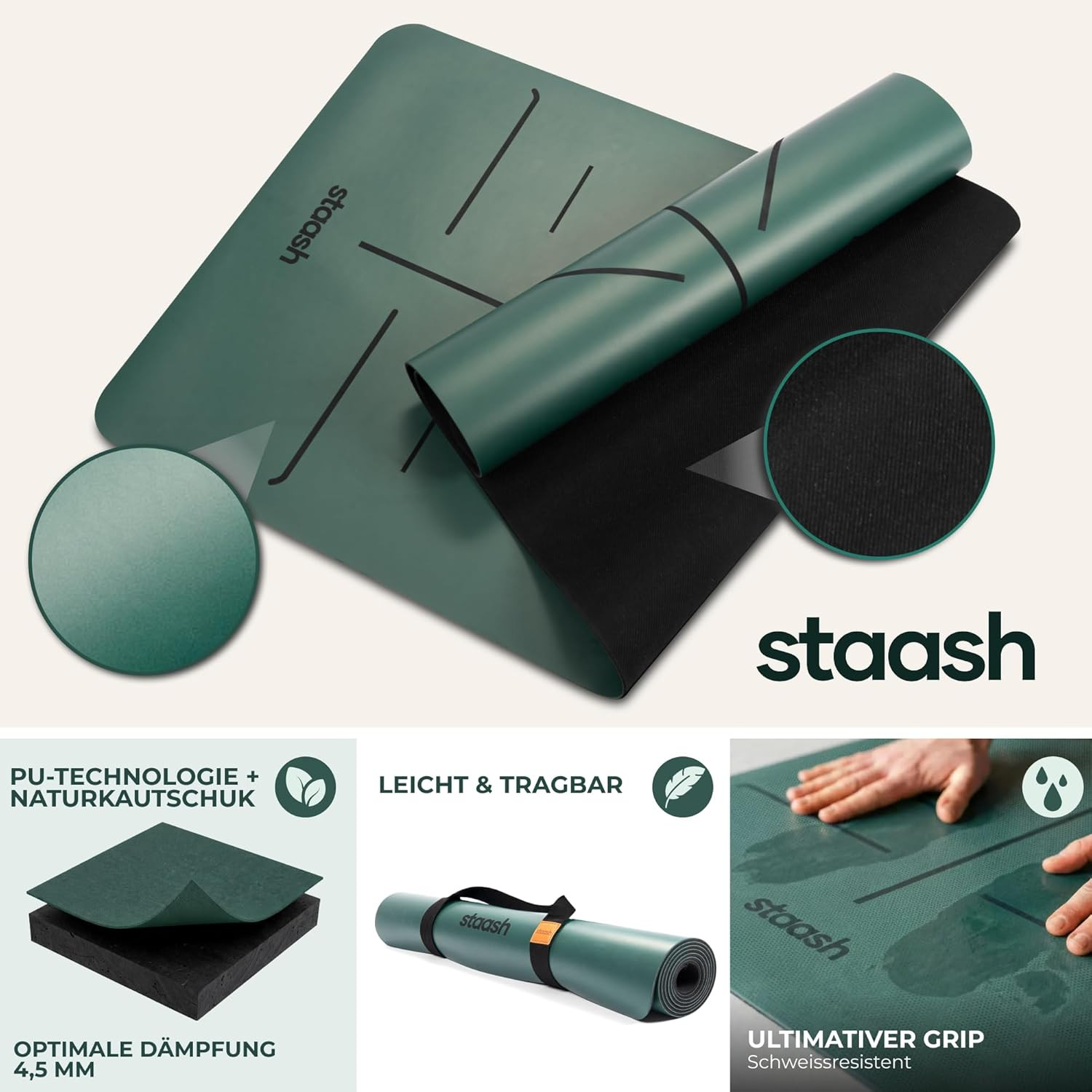 Eco-Friendly Premium Yoga Set: Mat, Towel, Strap & Knee Pad Included
