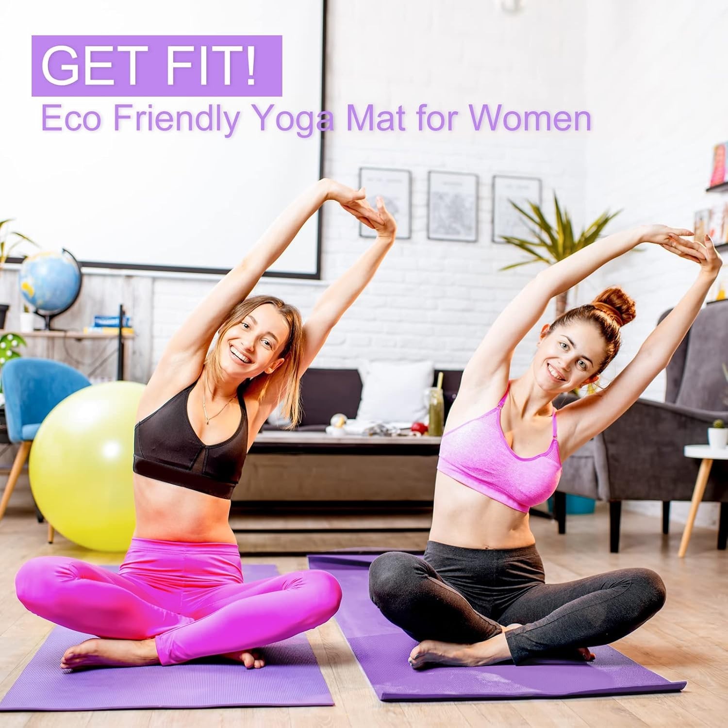 1/8&Prime; 3 mm Thick Yoga Pilates Mat Exercise Workout NonSlip Fitness Pad Gym 68×24&Prime;