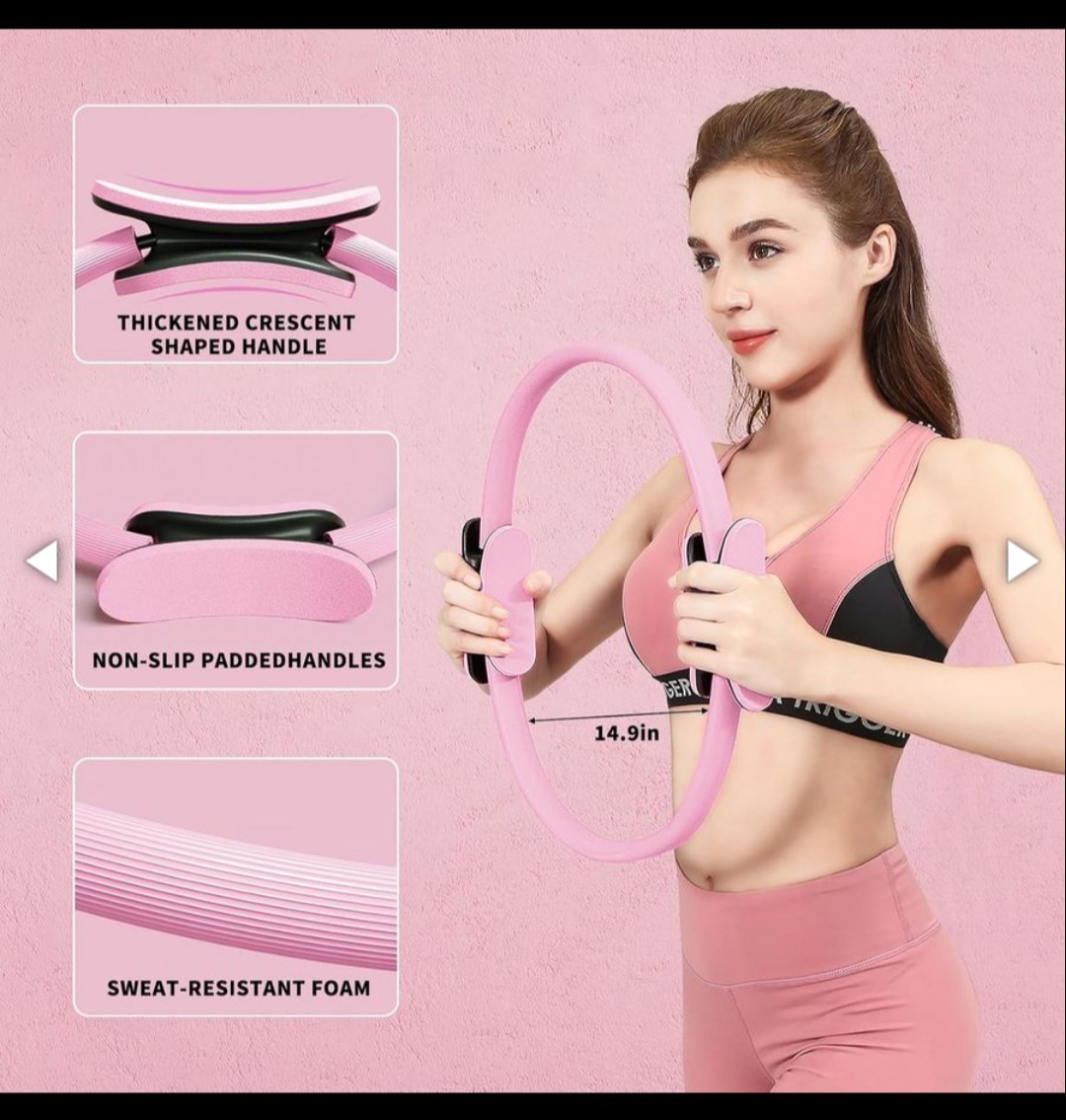 Pilates/Yoga Ring Starter Kit, Includes 14.9&prime; Magic Circle, 9.8&prime; Pilates Exercis