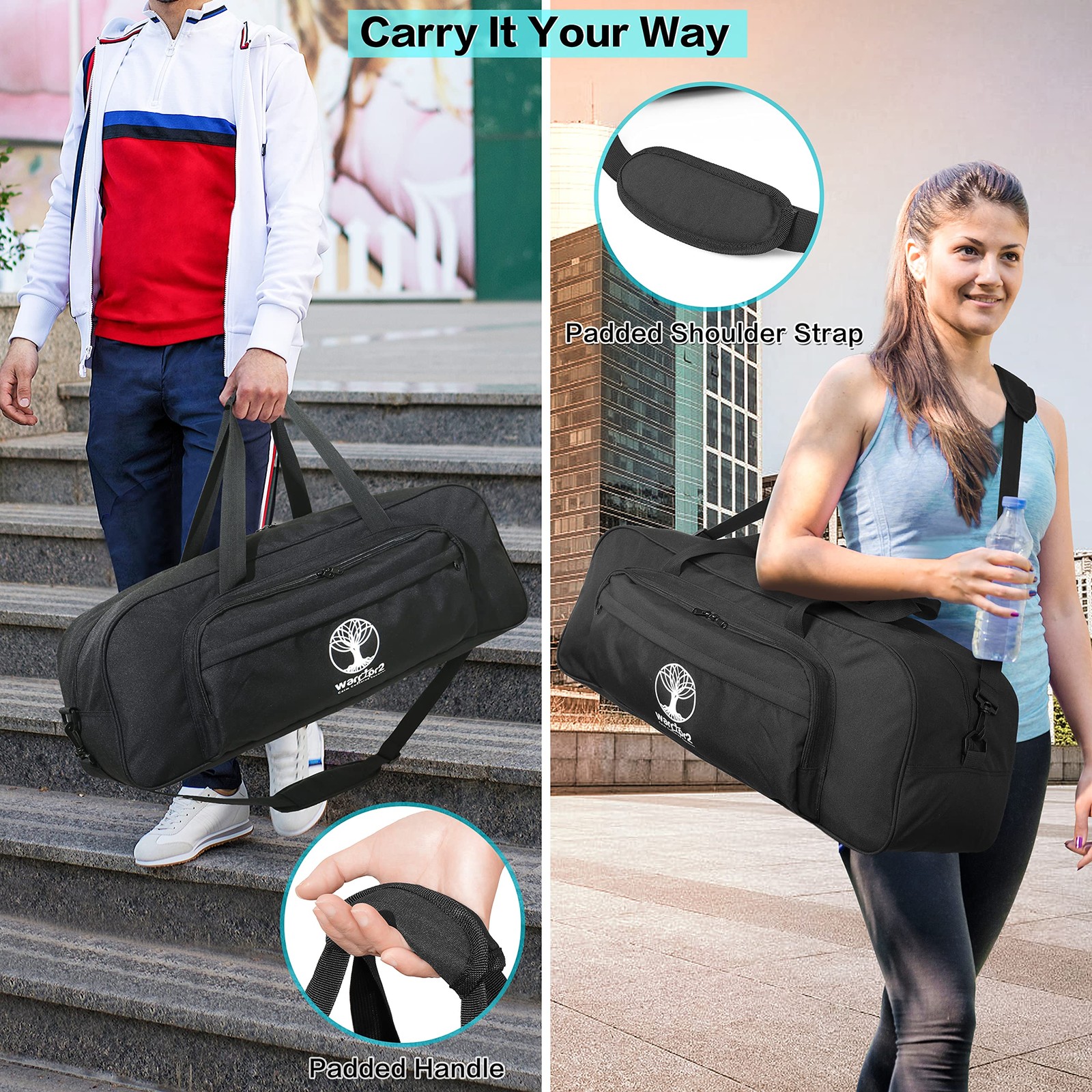 Yoga Mat Bag Carrier with 8-Pocket & Wet Pocket, Air Vent | Large Yoga Mat Ho…