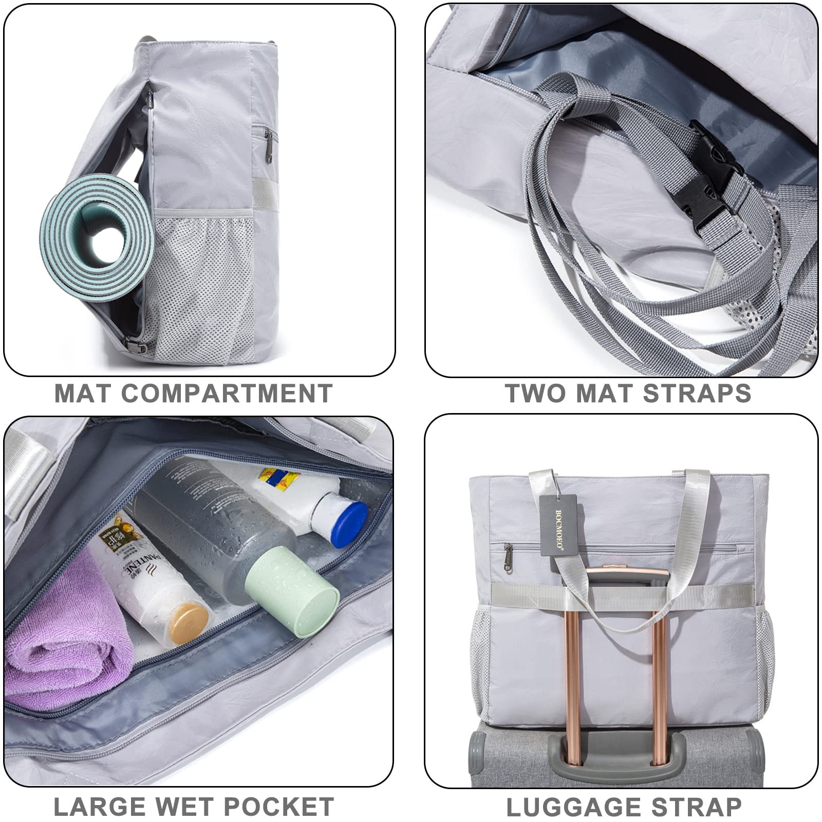 Yoga Mat Bag Waterproof Shoulder Gym Tote Holder Wet Pocket Pilates Beach