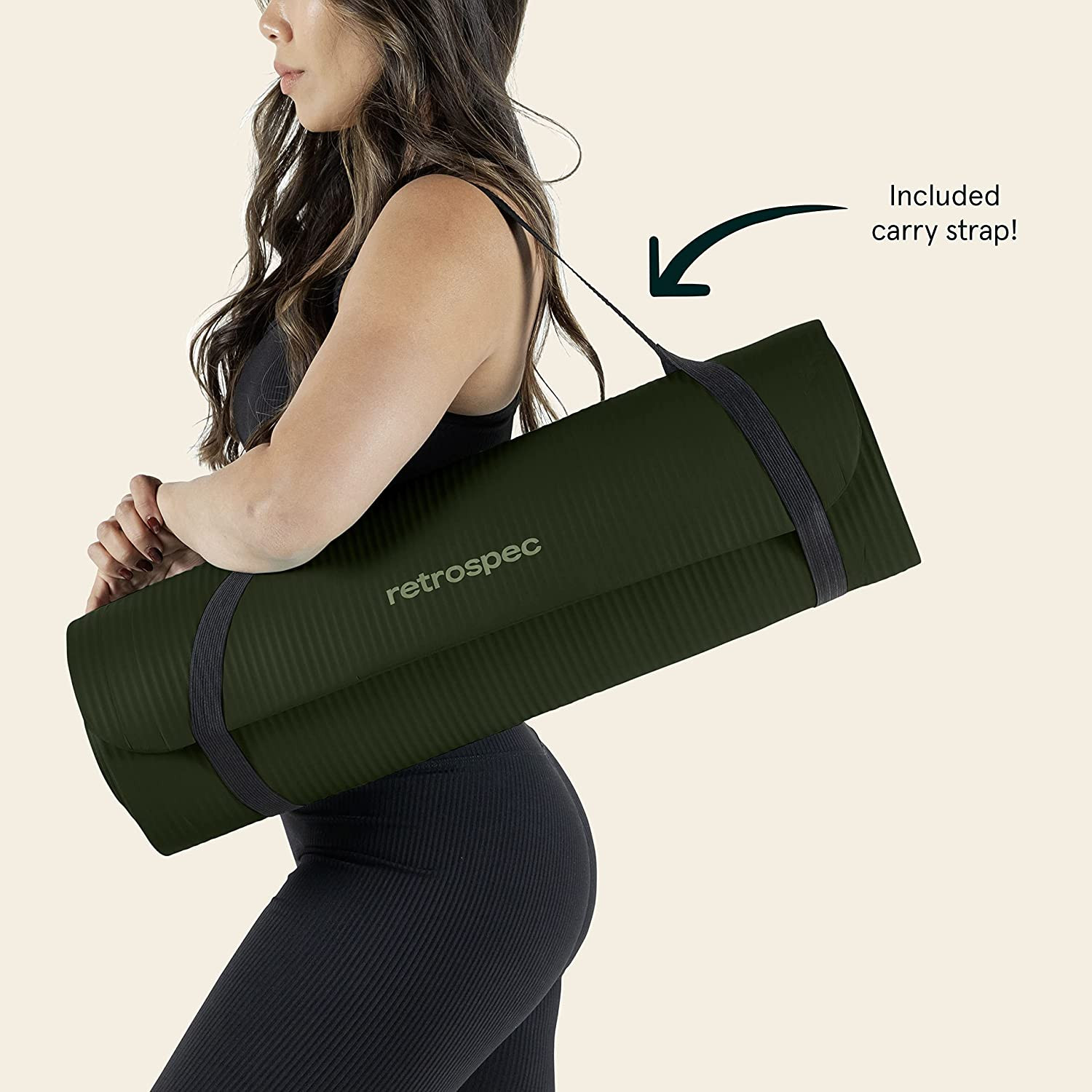 Solana Thick Non-Slip Yoga Mat 1/2&Prime; Exercise Fitness Workout Mat w/ Strap 72×24