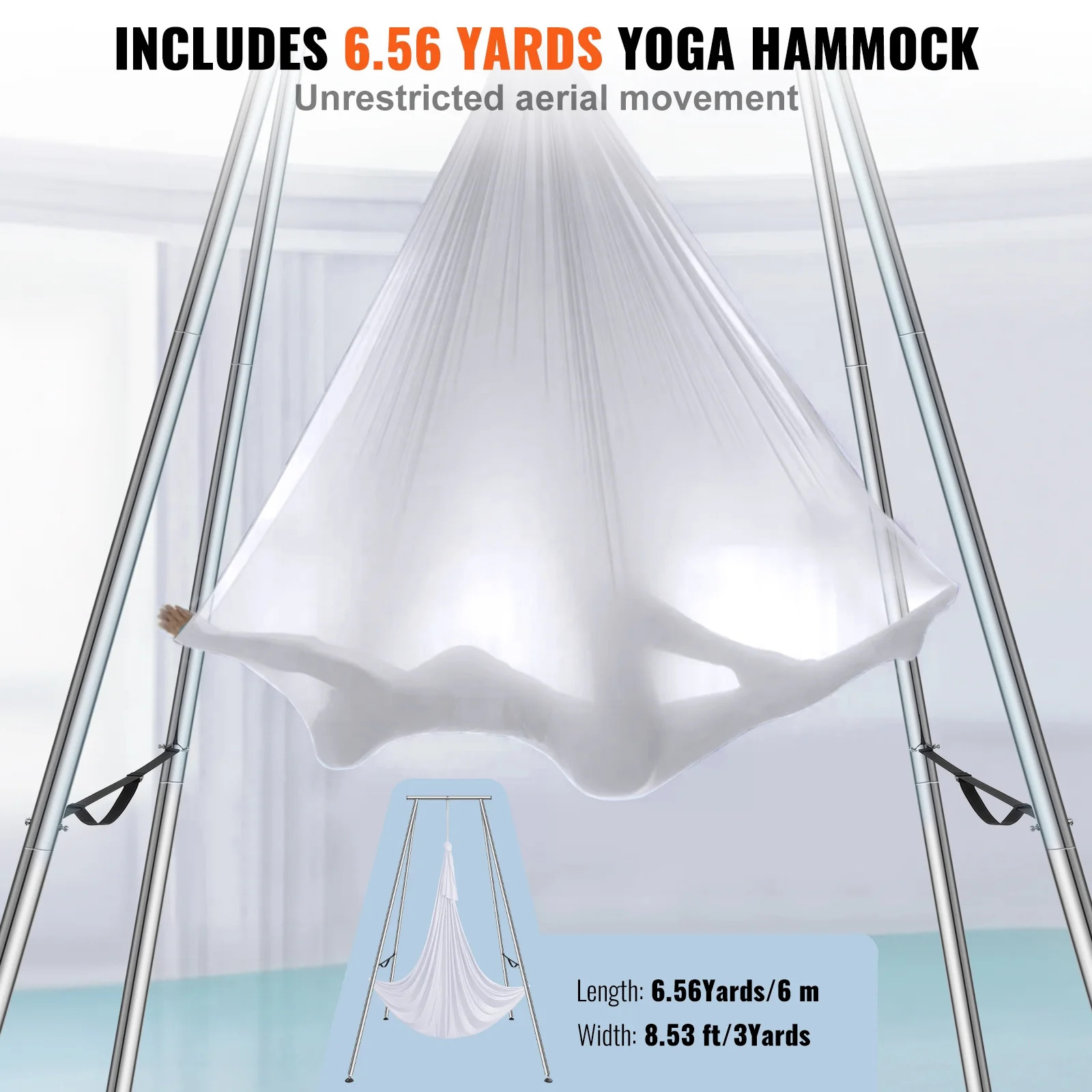 Yoga Swing Stand Hammock Aerial Silk Kit Load Yoga Frame White