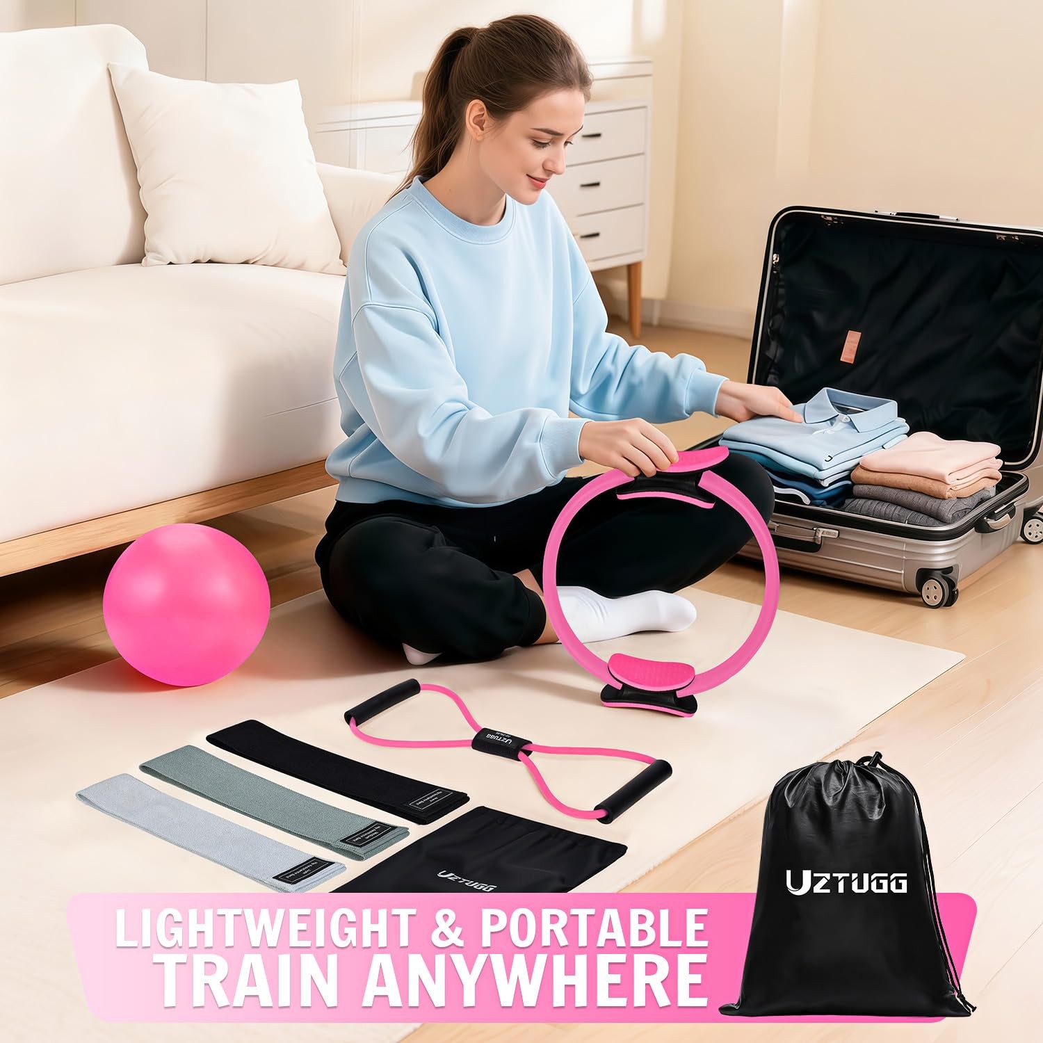 Pilates Essentials Kit for , at Home Workout Equipment with Mini , Pilates Ri…