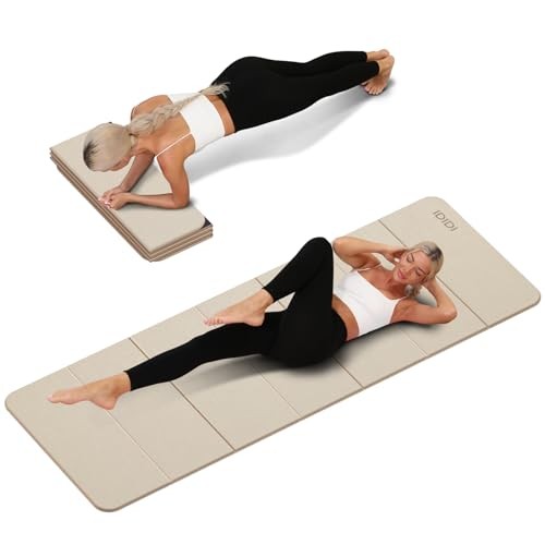 Foldable Yoga Mat Extra Thick 0.32 Inches(8mm) | SGS-certified, odorless Beige