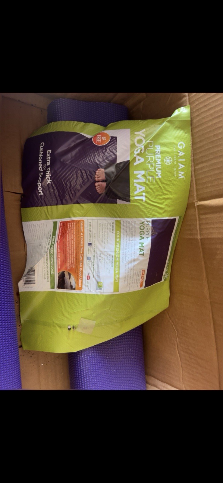 Gaiam Purple Yoga Mat Premium 5mm Extra Thick 68×24&Prime;