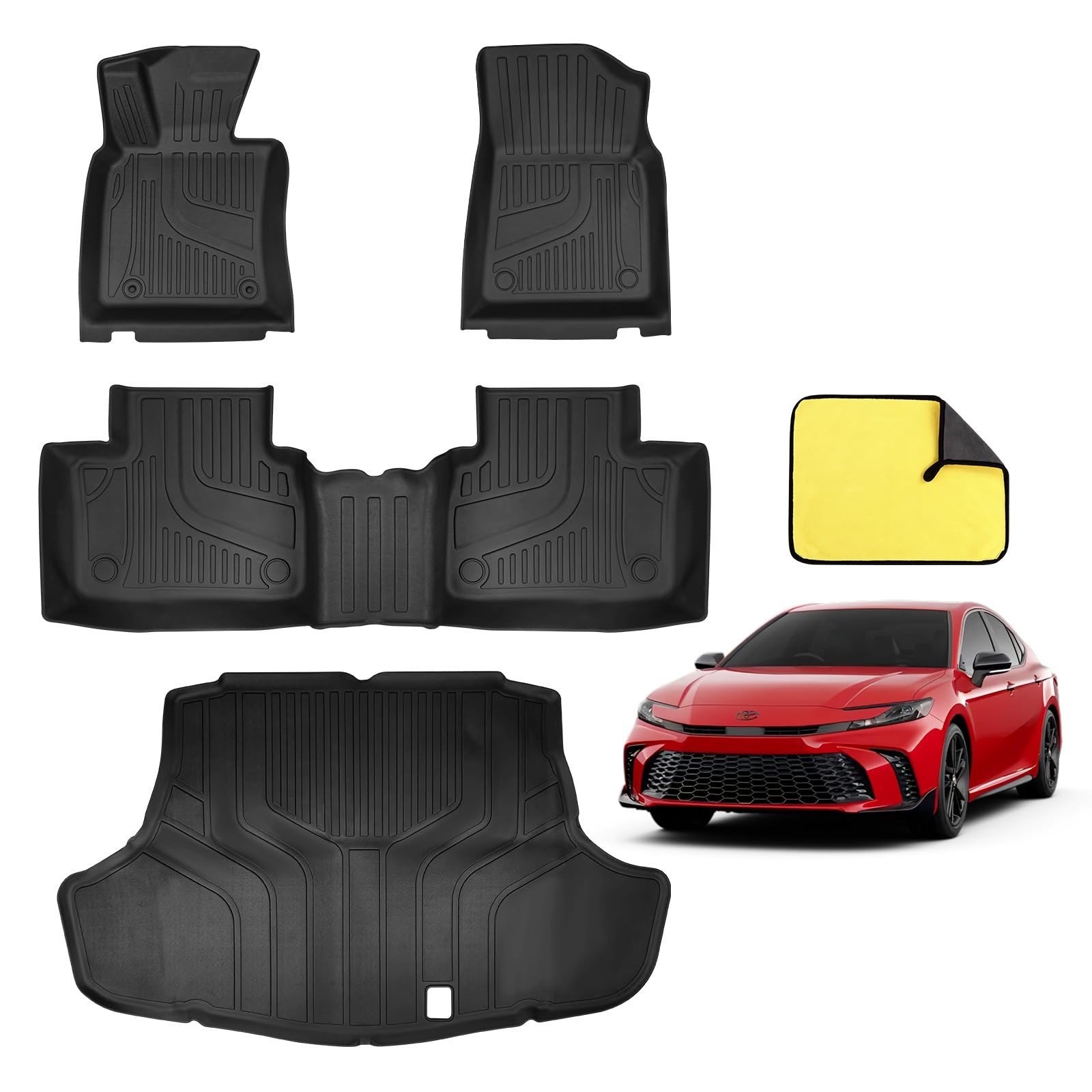 for Toyota Camry 2025 2026 Floor Mats, Full Set All-Weather TPE Laser Custom …