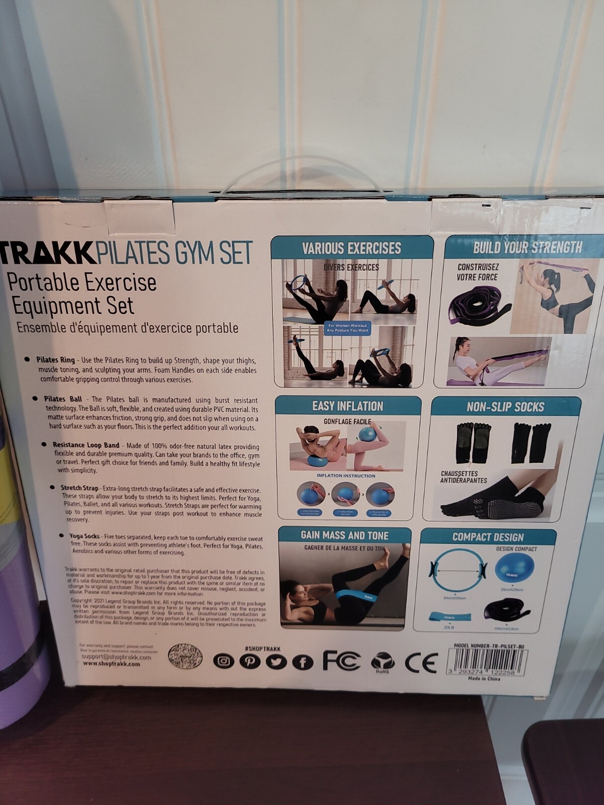 TRAKK Pilates w/ Ring Ball, Socks & Resistance & Stretch Straps &Body Glove Mat