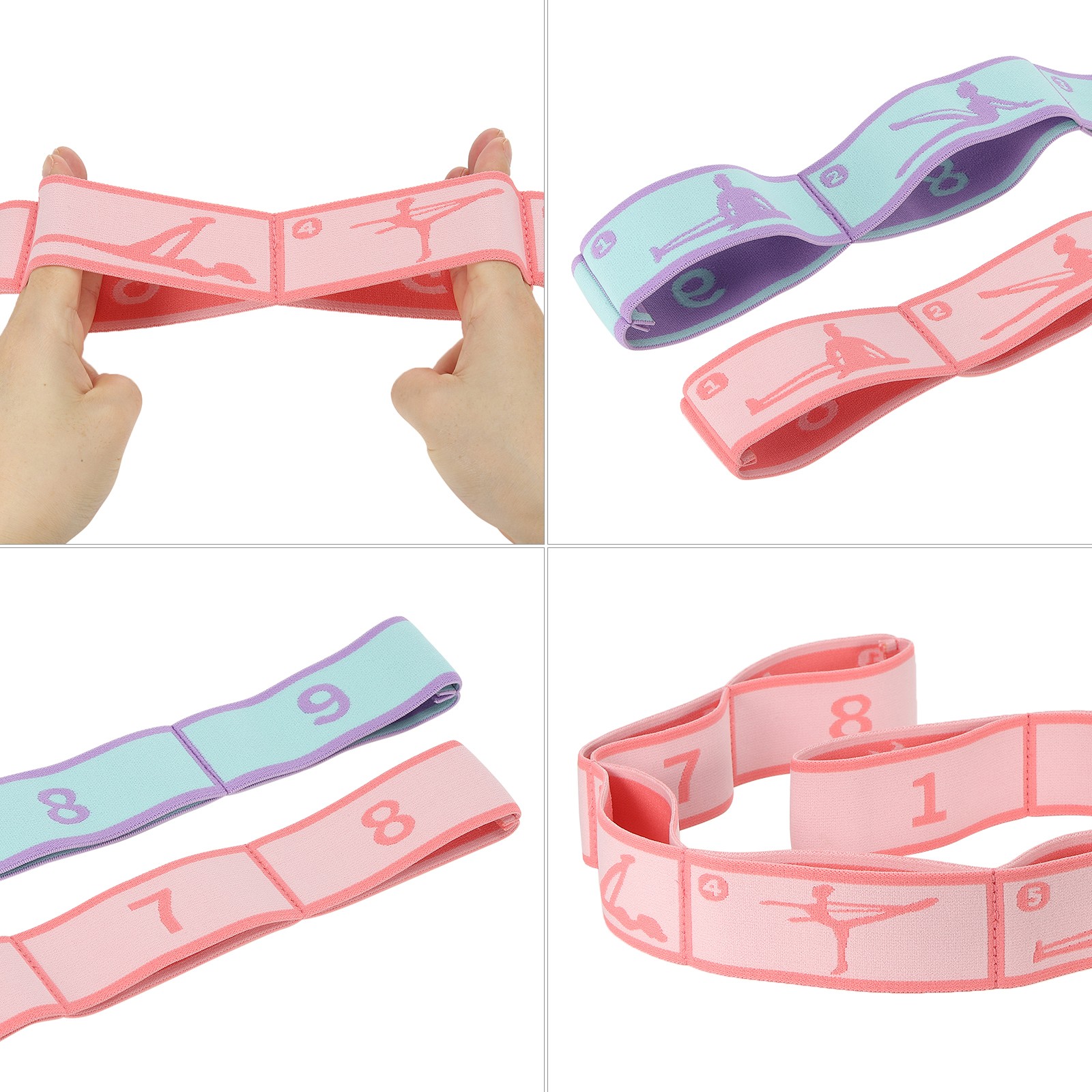 45.3 Inch Exercise Bands Yoga Stretching Strap Latin Elastic Dance Purple