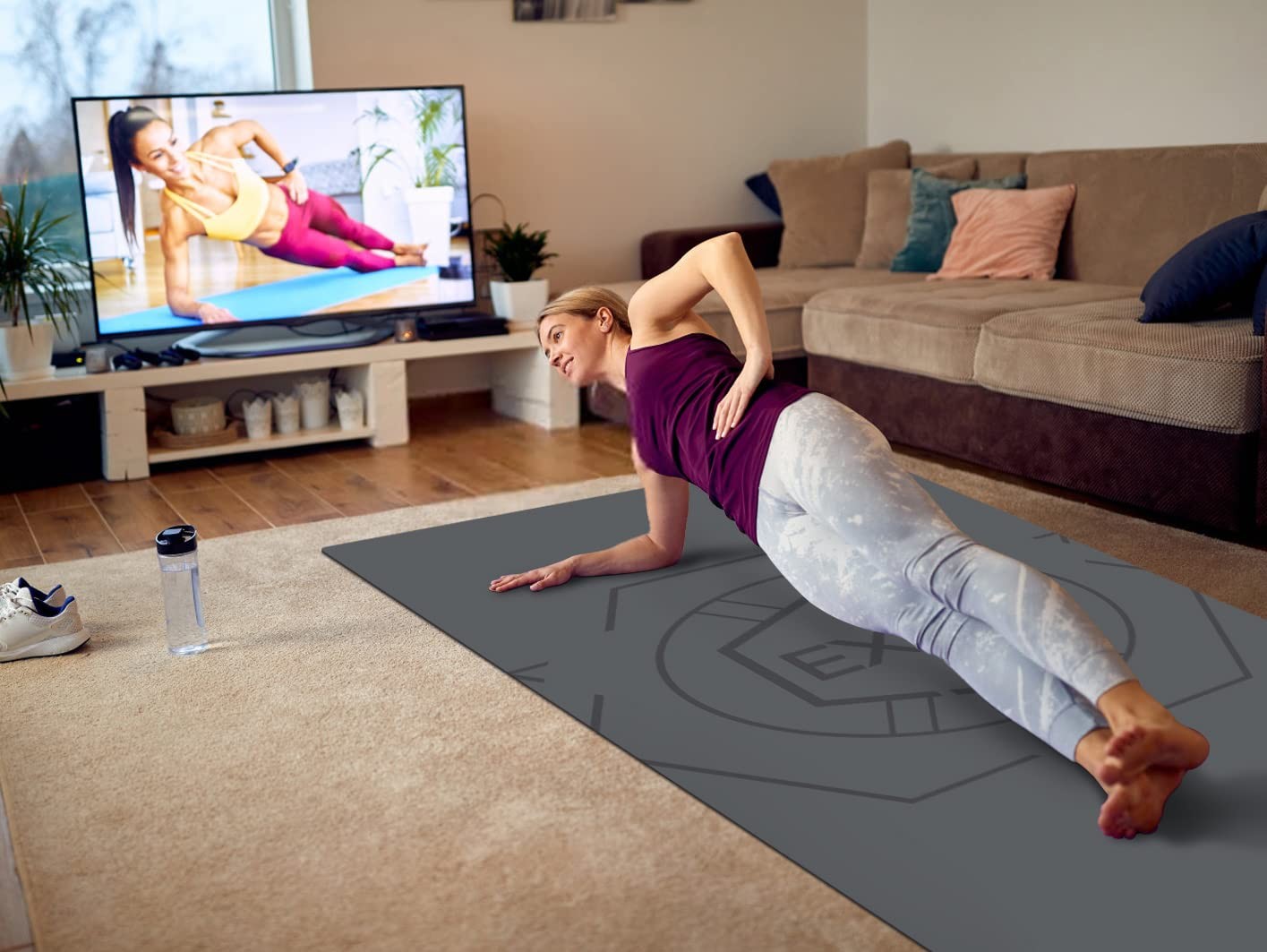 Large Exercise Mat (6&rsquo;x 3&prime;), Extra Wide Workout Mat for Men and Women, Yoga M…