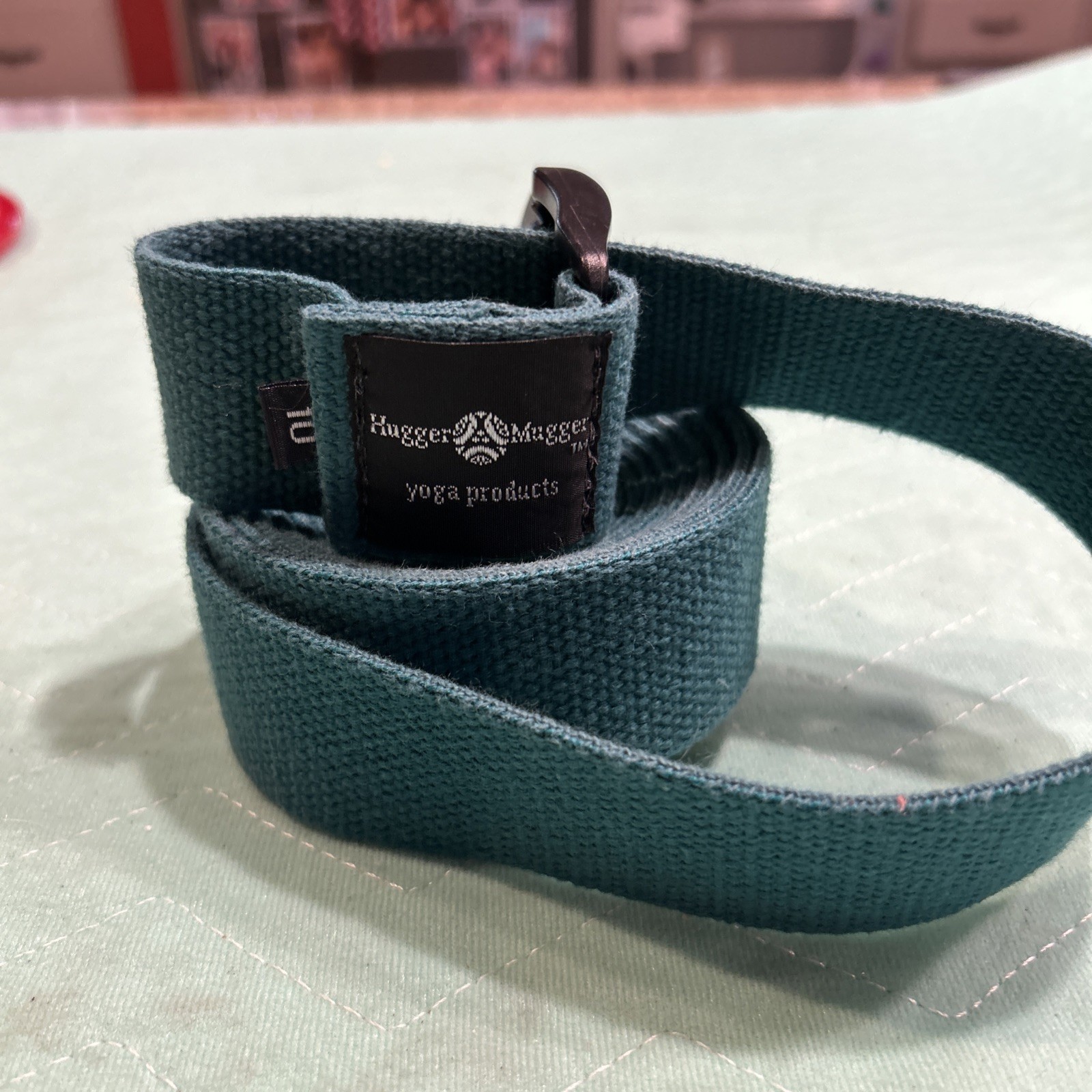 Hugger Mugger 10’ Yoga Strap Teal Green Cinch Cotton Twill Plastic Belt GUC