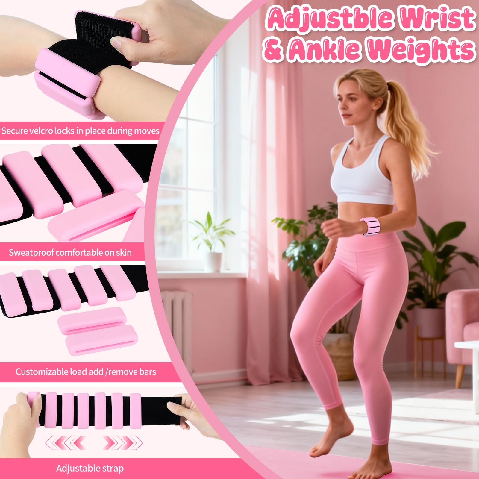 Pilates Equipment Kit for Home Workouts – 18pcs Set- 14 » Ring pink