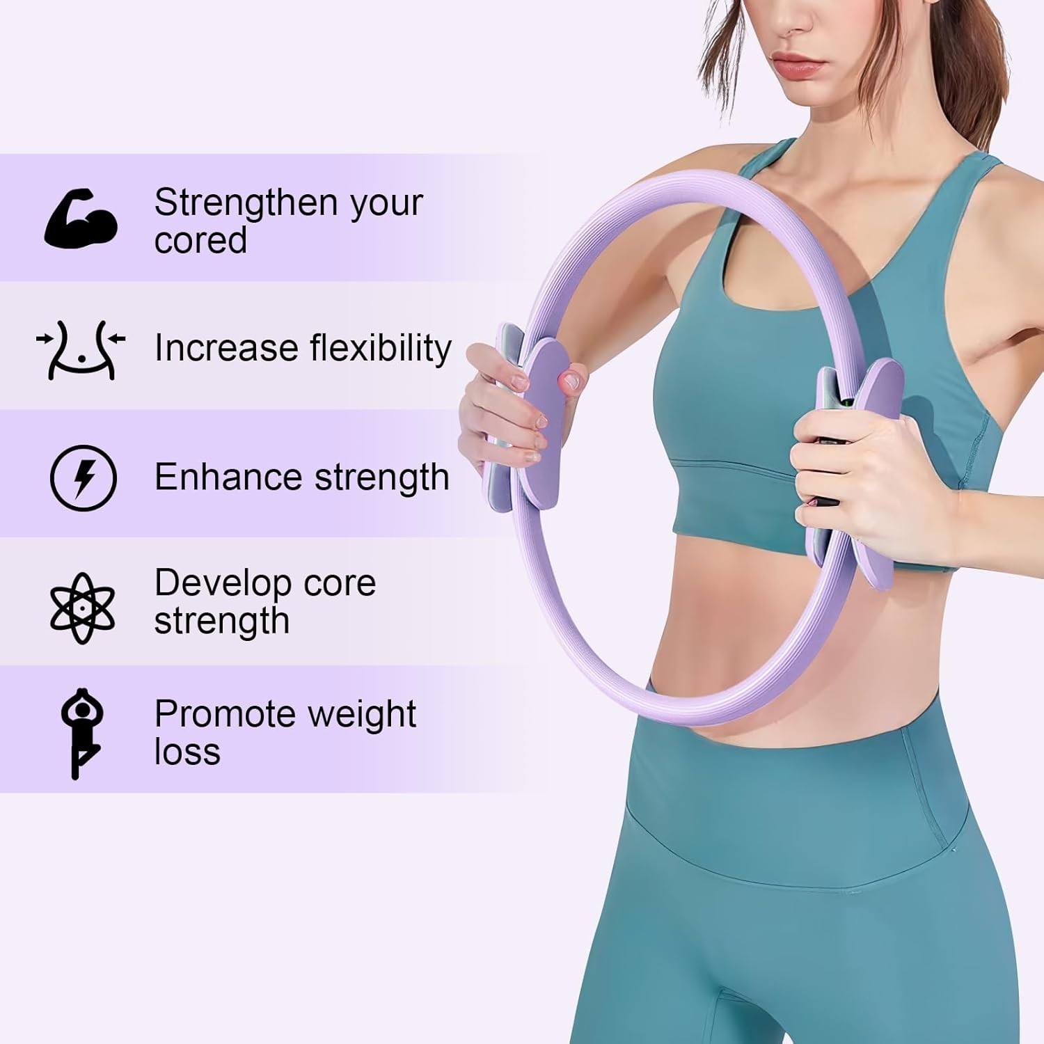 15 Inch Magic Circle Ring, Dual Padded Handles s Circle, Adjustable Yoga Ring