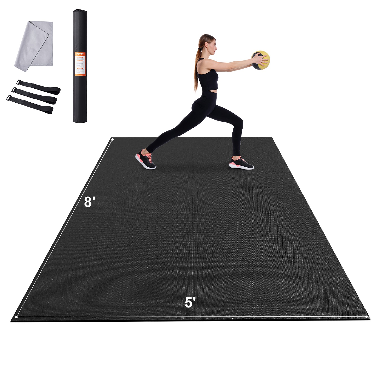 VEVOR Exercise Mat Non Slip Yoga Mat Gym Fitness Pilate Workout Mat (8x5ft)