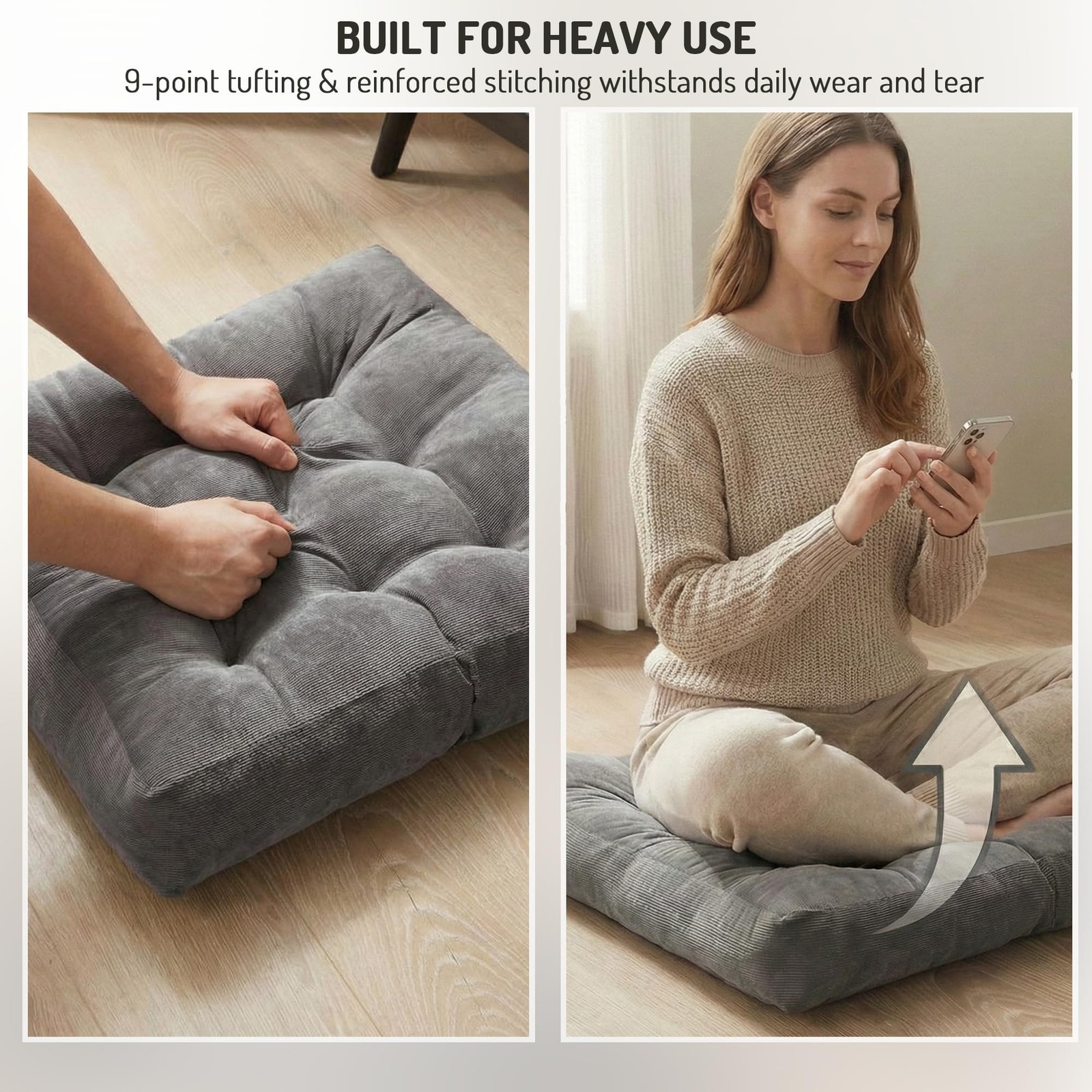Degrees of Comfort Meditation Floor Pillow, Square Large Pillows Seating for …