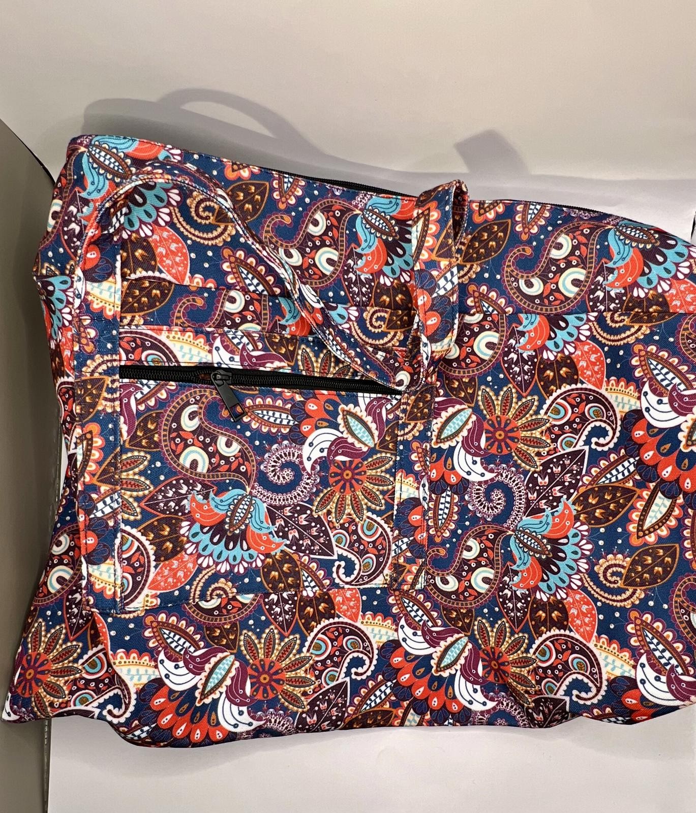 Large Yoga Mat Bag – Wet Pocket Gym Tote, Boho Canvas
