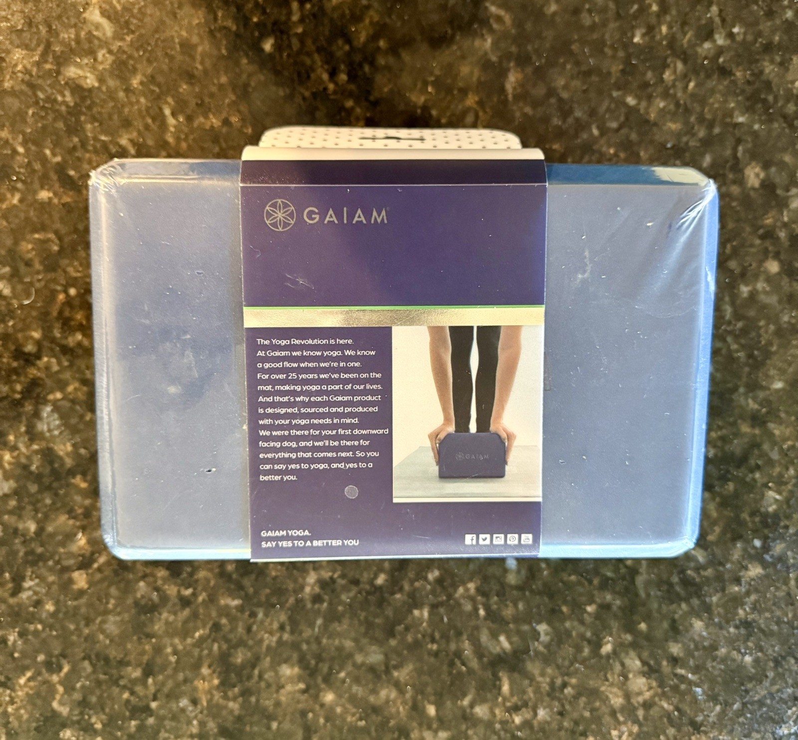Gaiam Yoga Supportive Foam Block Soft Pilates Meditation Blue 9x6x4 NEW