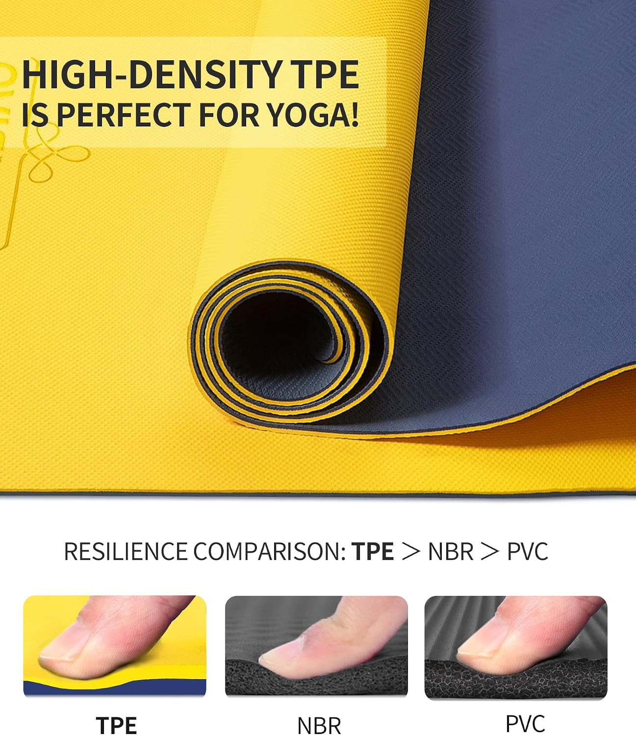Yoga Mat for Women Men Kids, 1/3 & 1/4 & 2/5 Inch Extra Thick Yoga Mat Non Slip,
