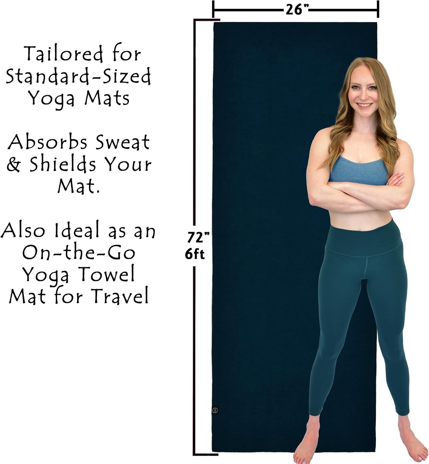 Tatago Hot Yoga Towel Non Slip Grip in Standard – 72", Oceanic- 72"