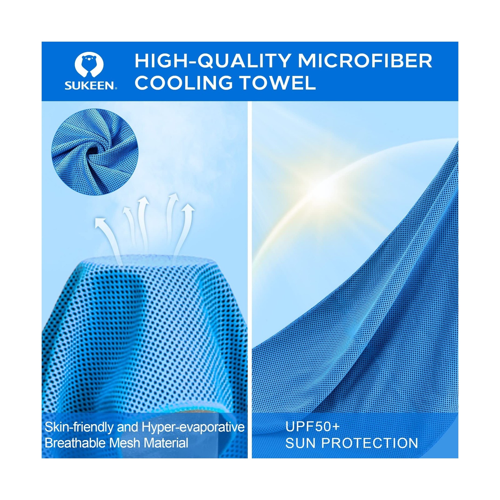 Sukeen 4 Pack Cooling Towel (40&Prime;x12&Prime;), Soft Breathable Chilly Microfiber Towe…