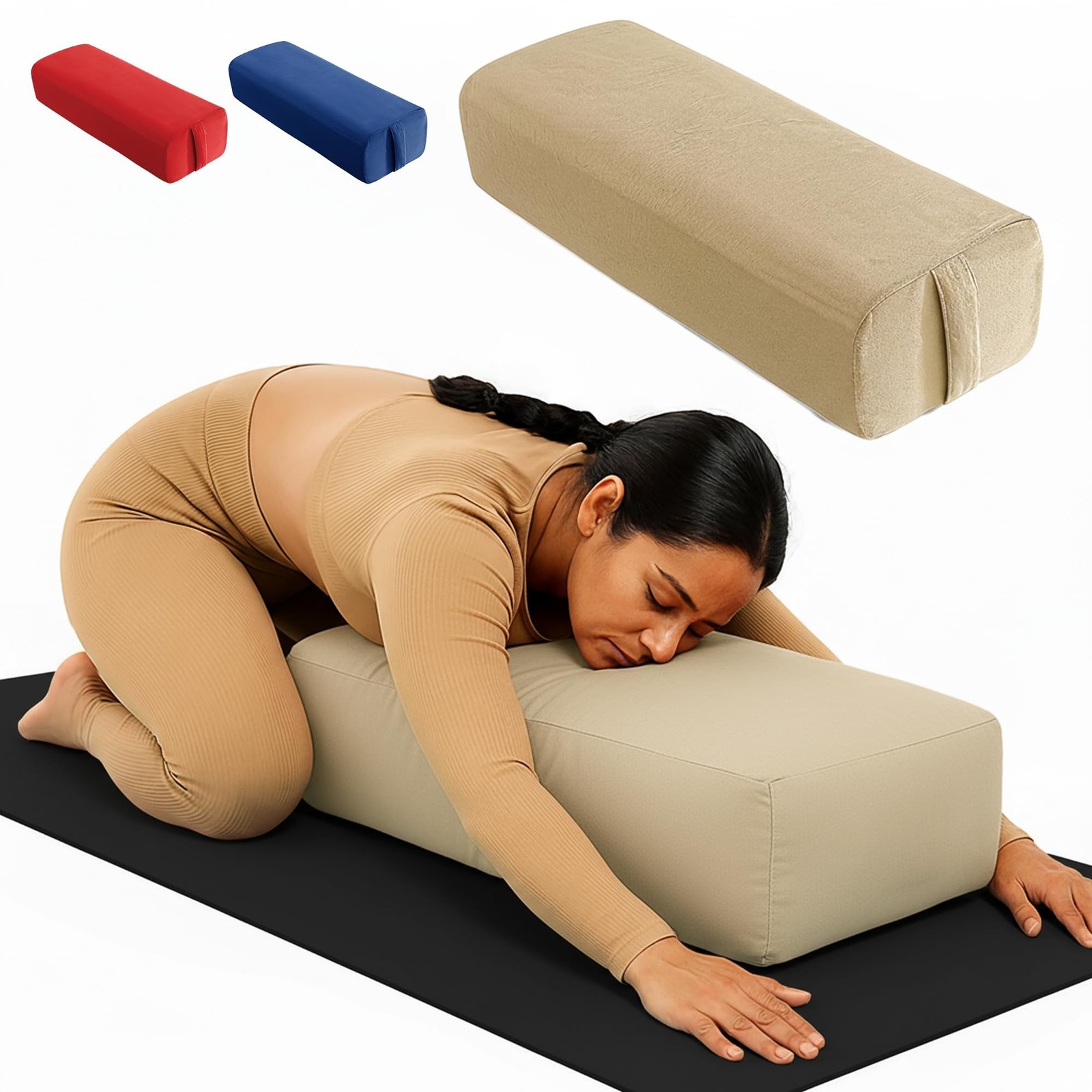 Rectangular Yoga Bolster Pillow for Meditation, Yoga & Back Support – Soft