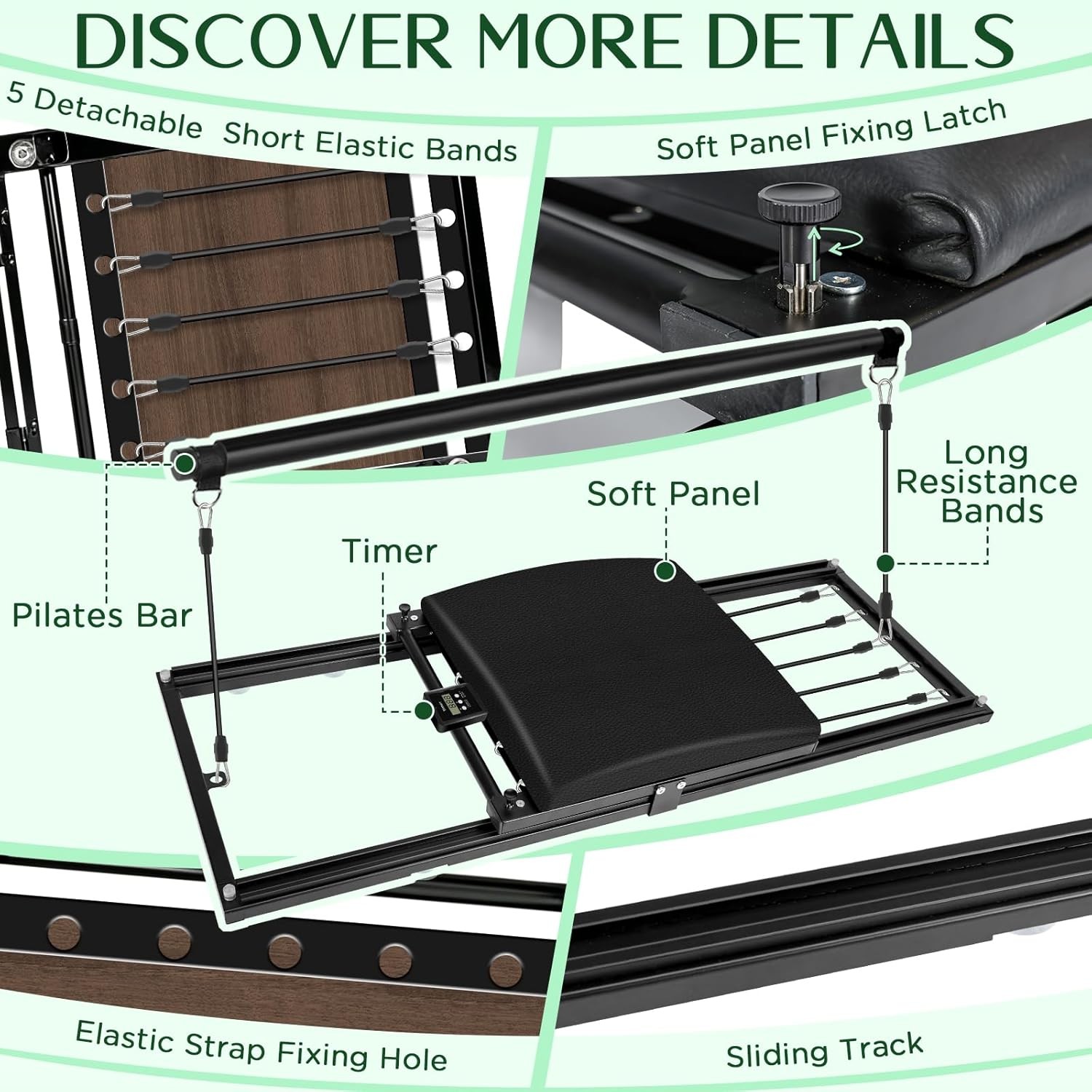 Pilates Board, Foldable Pilates Reformer Set, Multi-Purpose Iron Extended