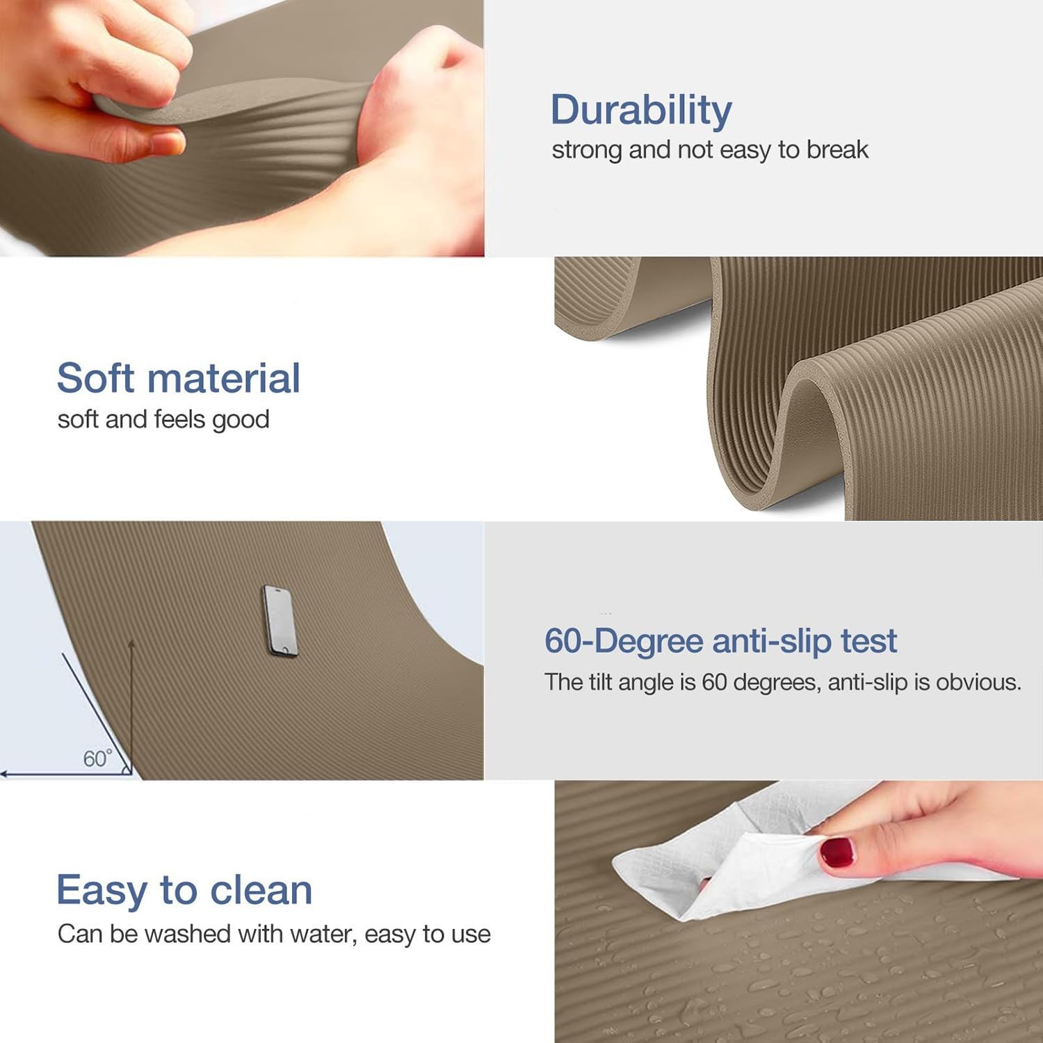 Gruper Thick Yoga Mat Non Slip, Large Size 72&Prime; L x 32&Prime; W x 0.6&Prime; TH, Premium E…