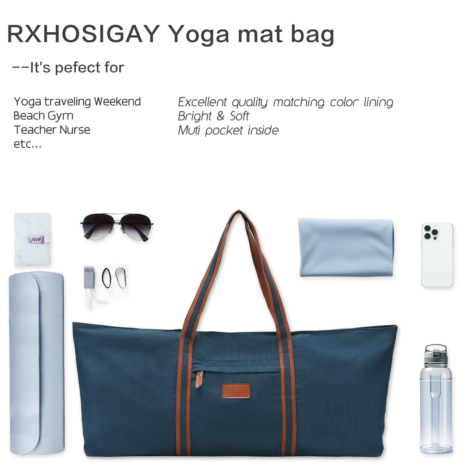 with Multi-Functional Storage Pockets Full-Zip Extra Large Yoga Mat Tote Bag …