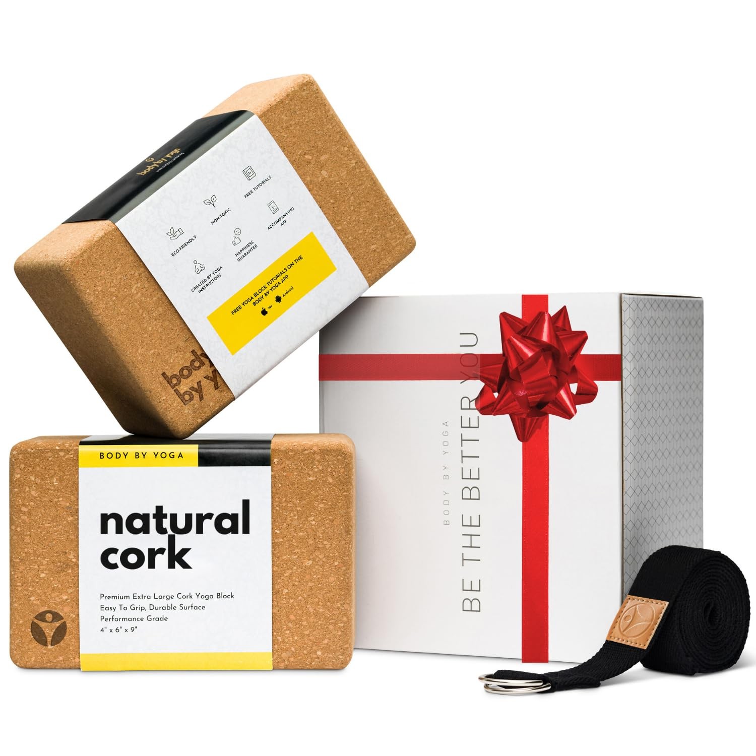 Cork Yoga Blocks 2 Pack – High Density Non Slip with Select Cork Grain for Ch…