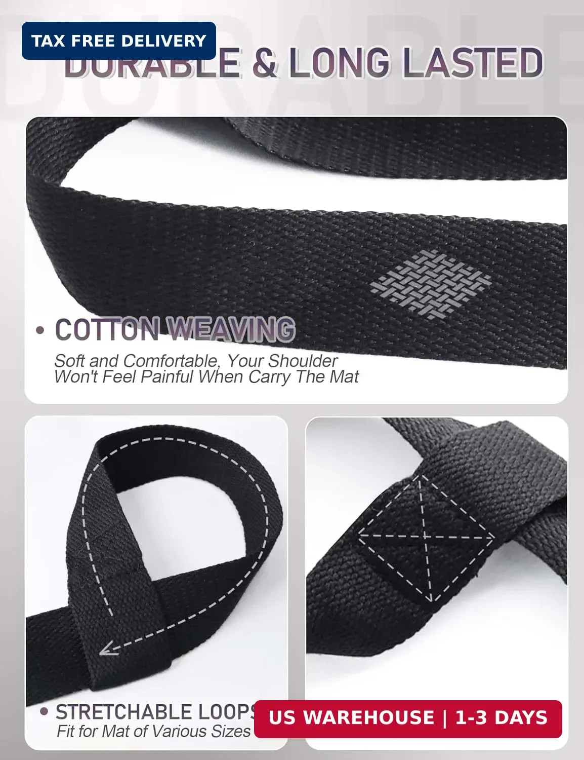 MRZZATA Yoga Mat Carrier Strap Long – Adjustable Thick and Wide Strap for Carryi
