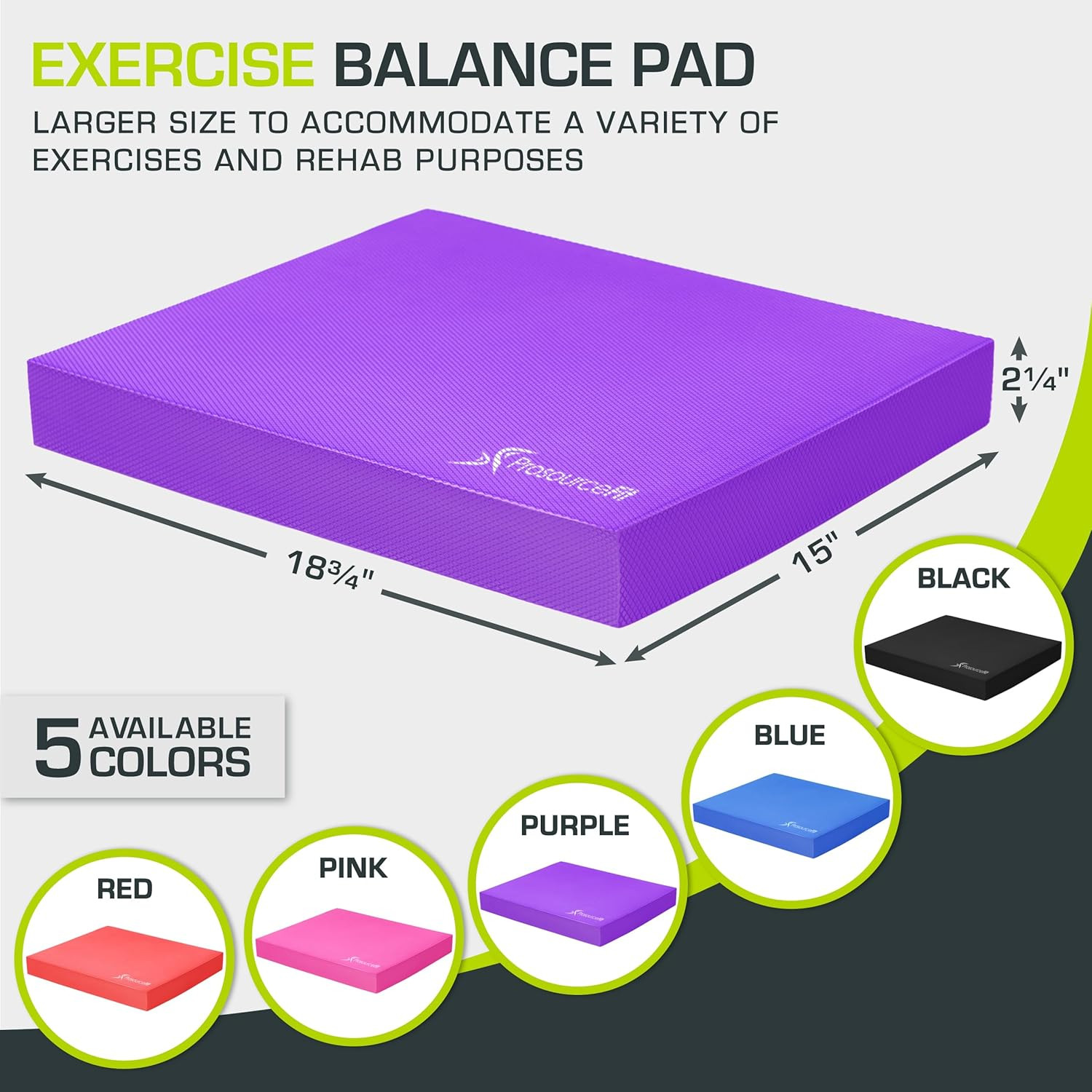 Exercise Balance Pad, Non-Slip Cushioned Foam Mat & Knee Pad for Fitness and Sta