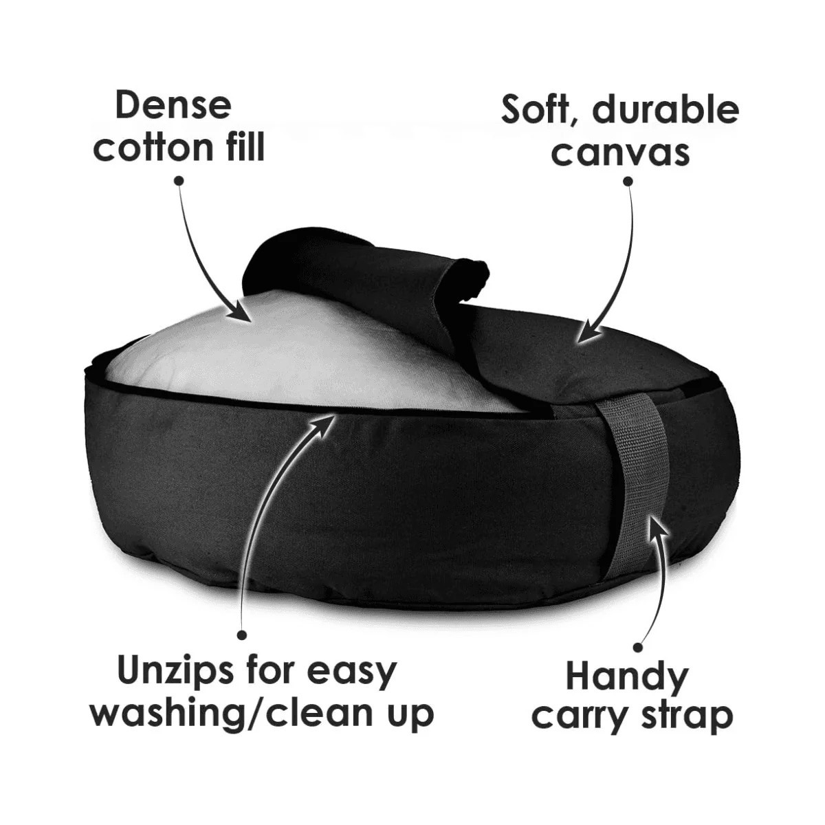 Crown Sporting Goods Black Zafu Meditation Cushion 18&Prime; for Comfortable Seating