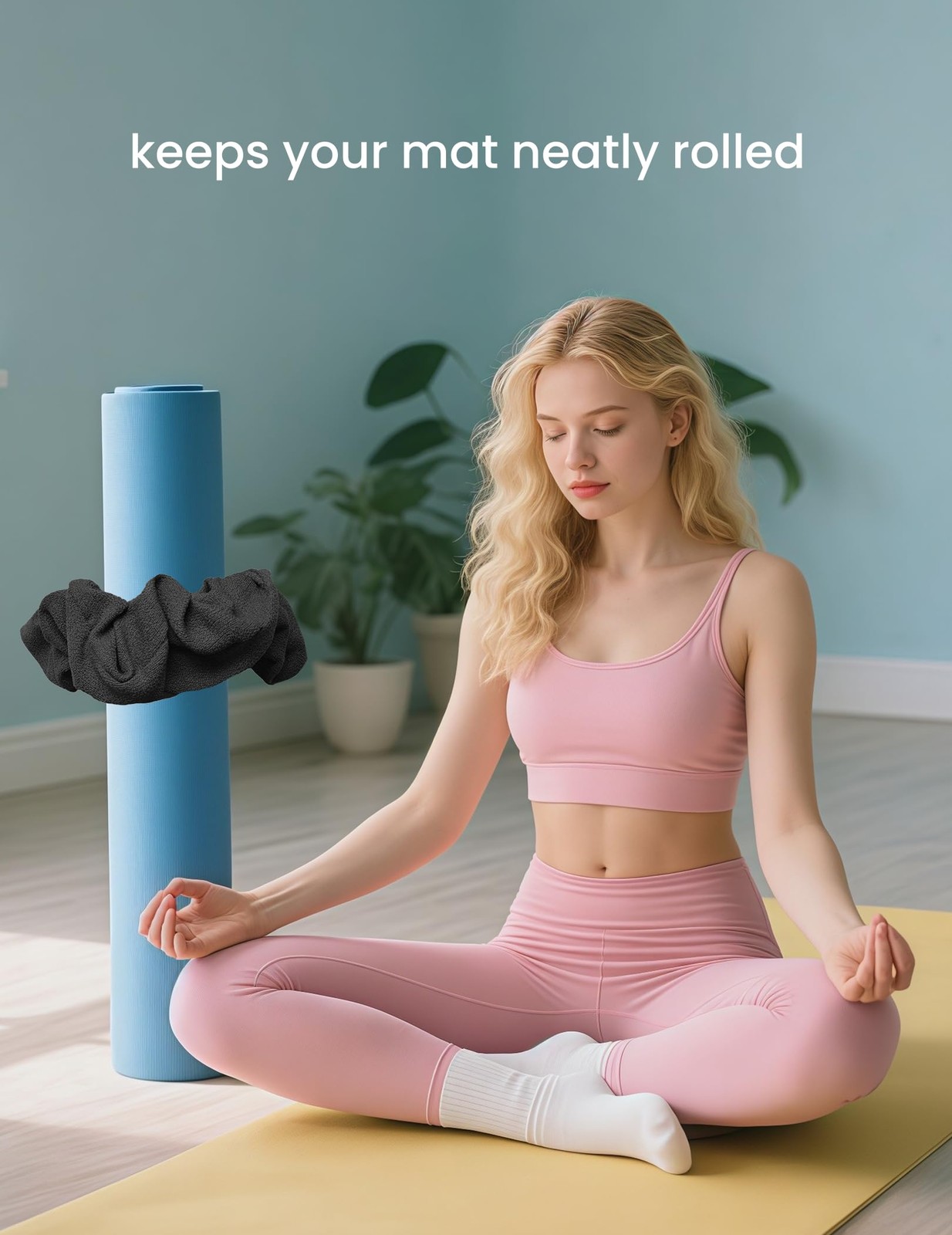 Yoga Mat Scrunchie – Holds Your in Style – average, Dark Gray