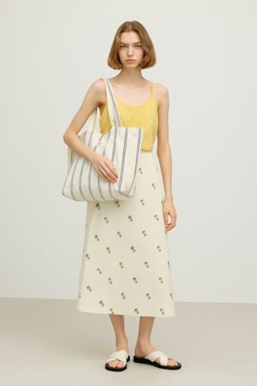 Large Striped Or Patterned Canvas Tote Bag for Women Men Shoulder 2 Stripes