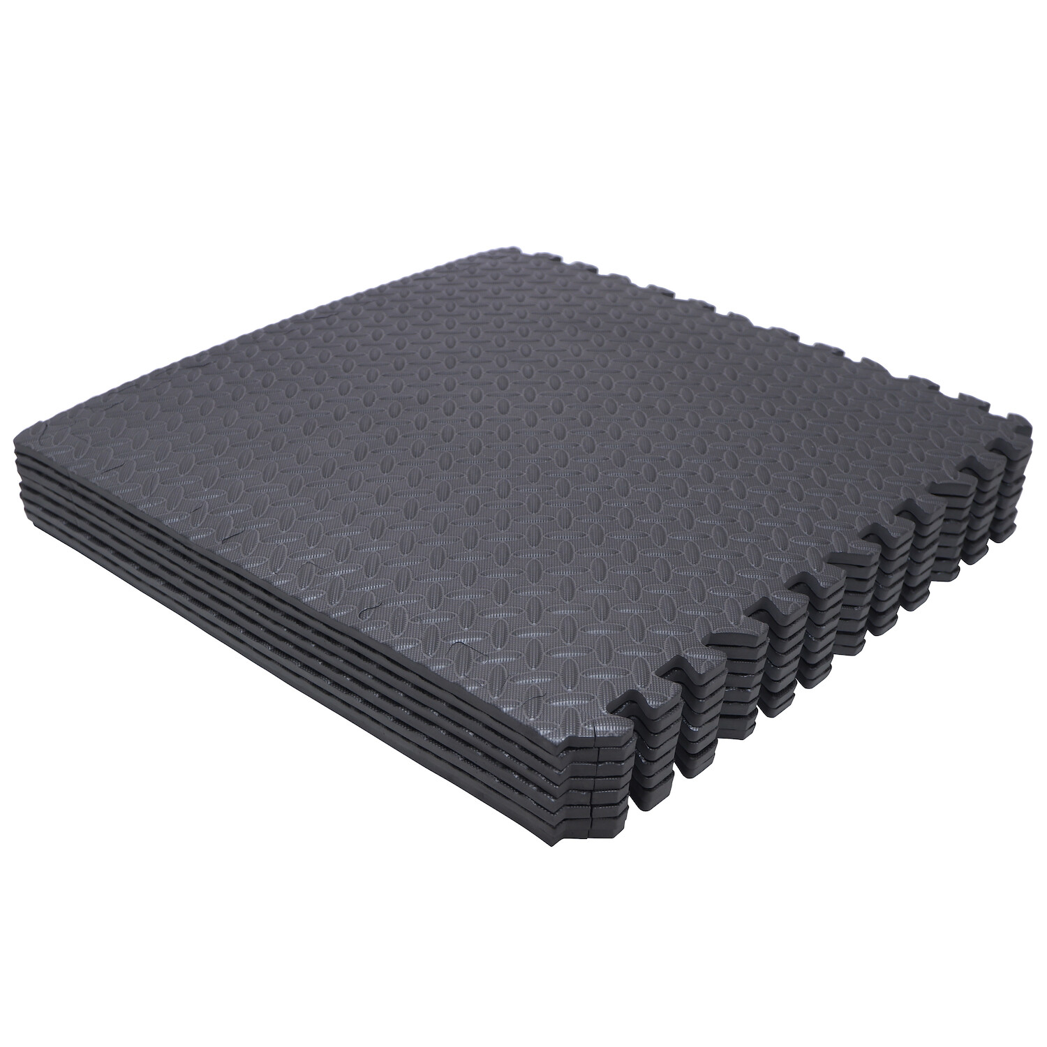 8PCs EVA Foam Exercise Tiles Floor Mat Gym Floor Fitness Yoga Workout 24×24 Blac
