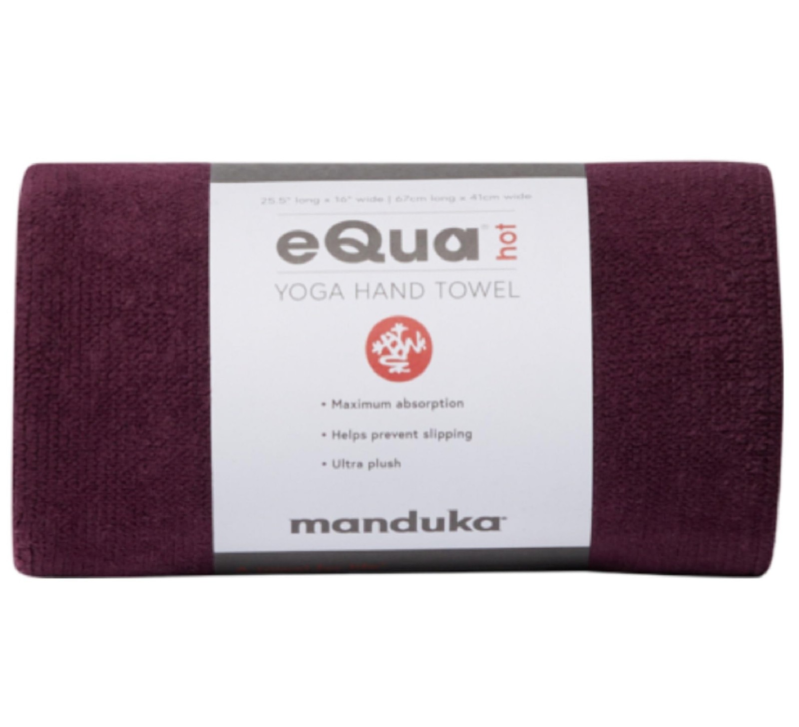 Manduka eQua Hot Hand Towel – 16&Prime; Double-Knit Microfiber x 26.5&Prime;, Acai