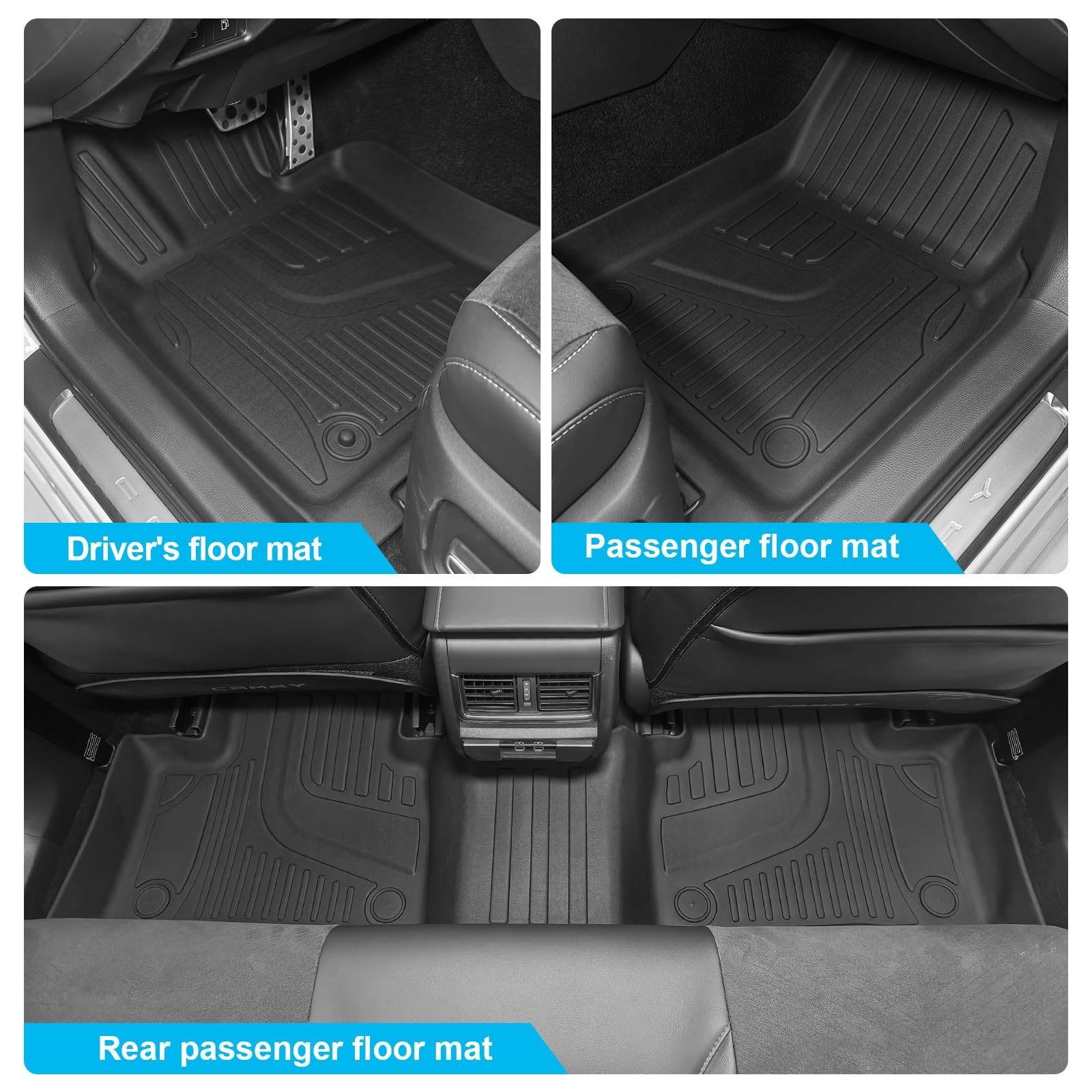 for Toyota Camry 2025 2026 Floor Mats, Full Set All-Weather TPE Laser Custom …