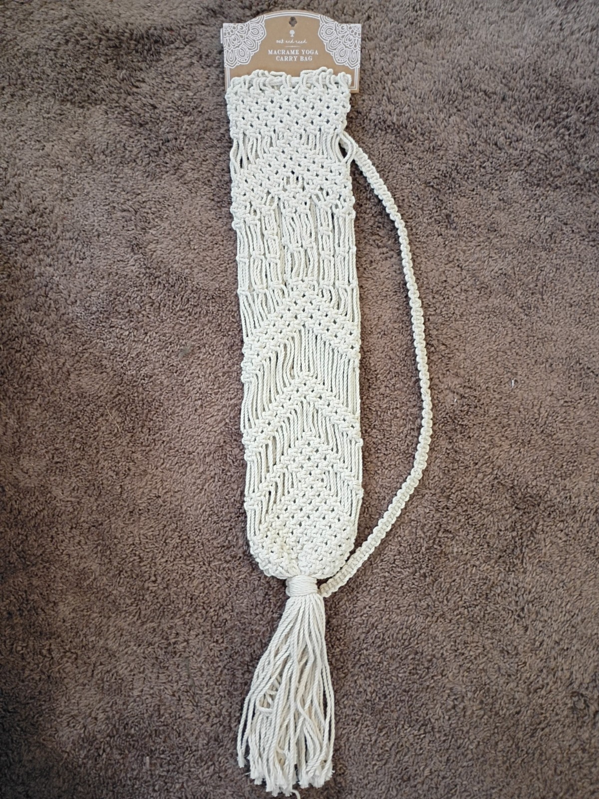 New! Oak And Reed 37&Prime; Macrame Yoga Mat Carry Bag 100% Cotton Boho