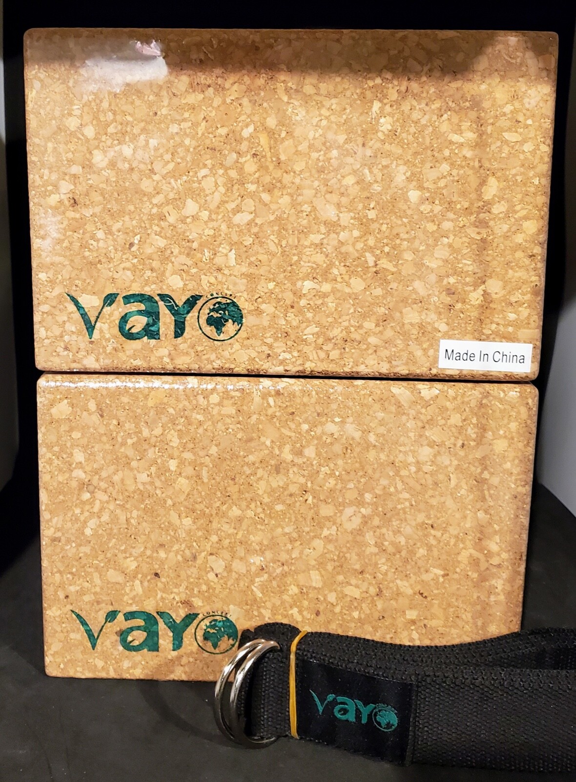 2 Voya Cork Yoga Blocks and Strap