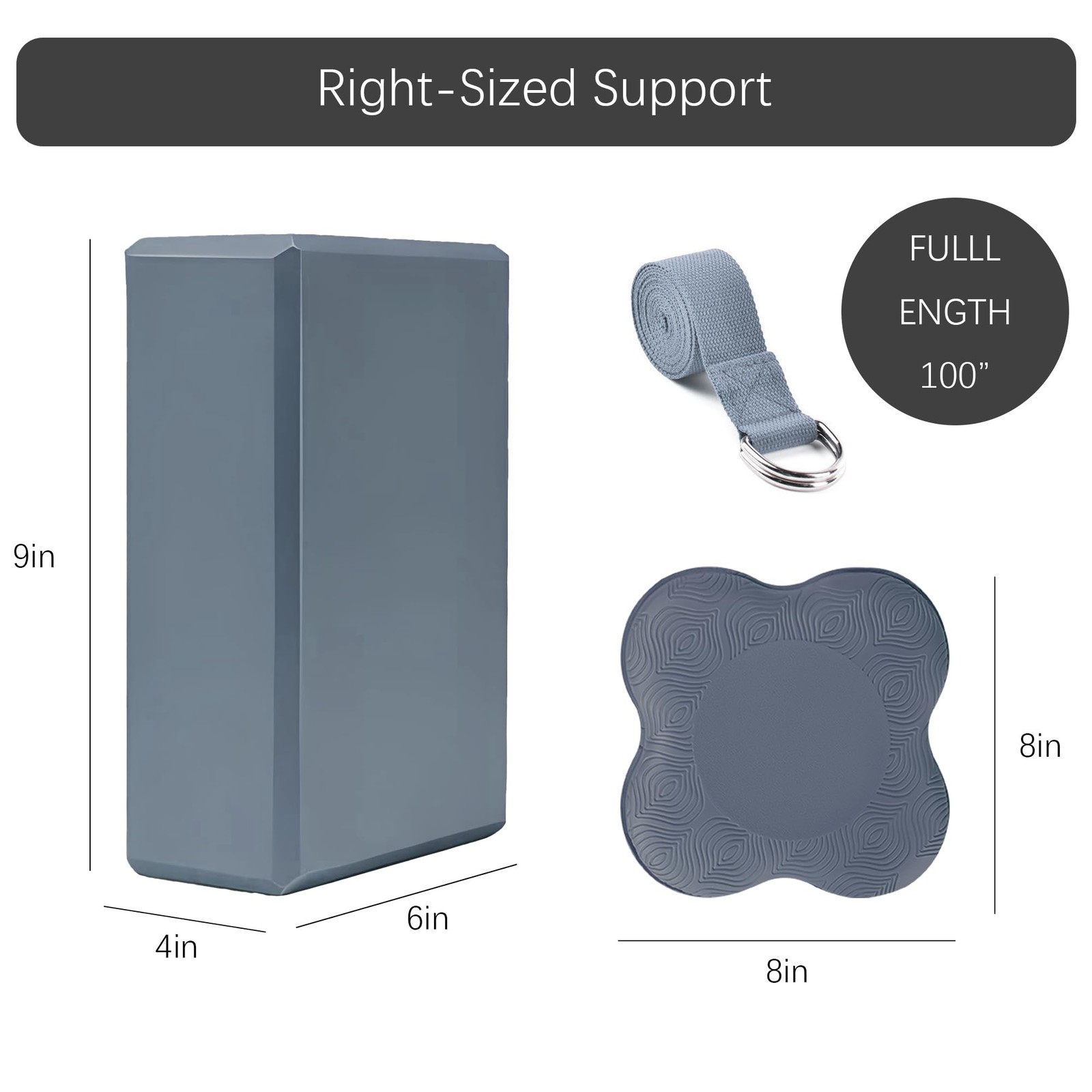 SAMTKA 2 Yoga Blocks Supportive Accessories including 2 Knee Pads, 2 L, Grey