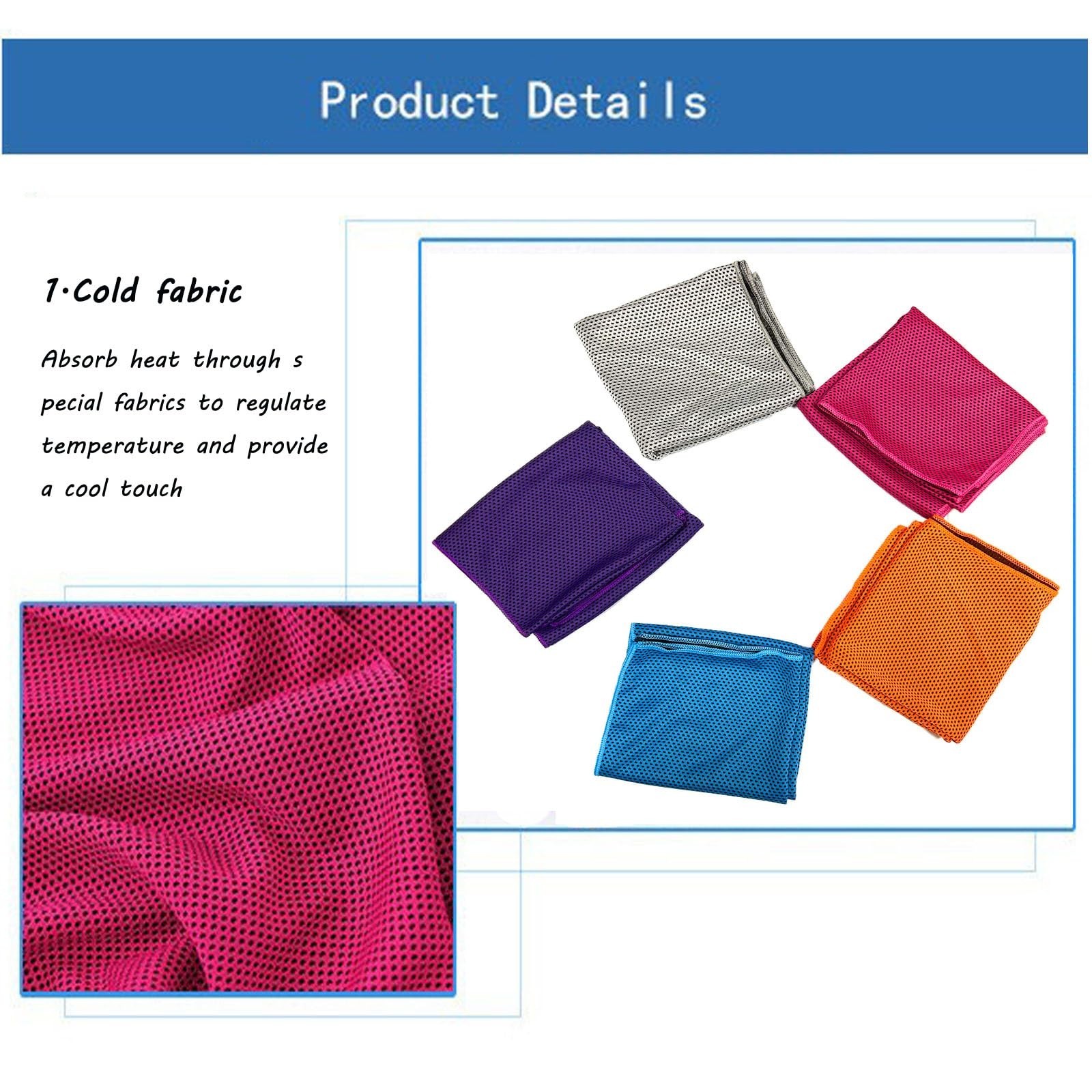 5 Pack Cooling Towel 47&Prime;x13.78&Prime;(120x35cm) Microfiber, Soft Breathable Chilly …