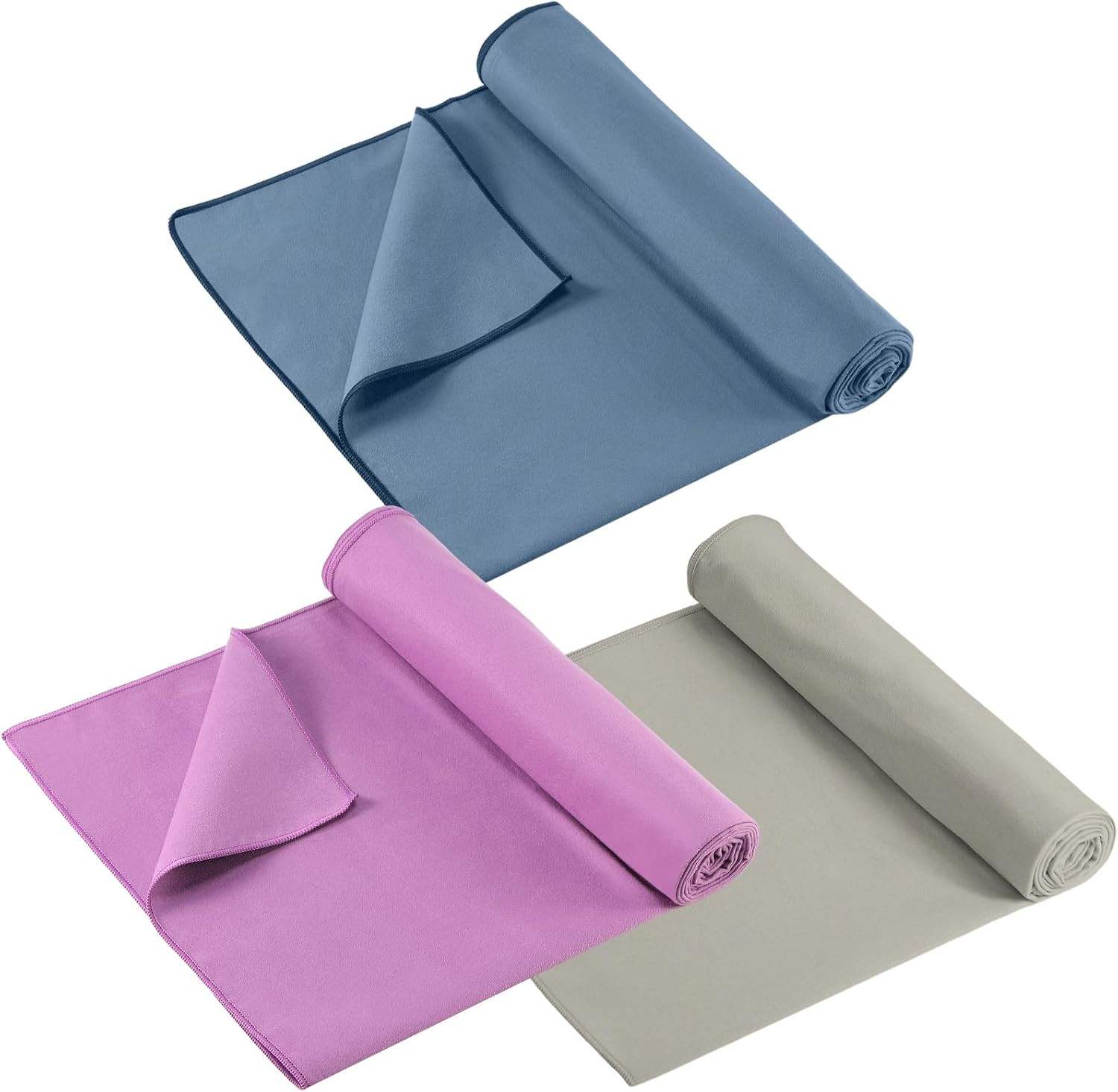 3 Pack 26&Prime;X73&Prime; Hot Yoga Mat Towel Pack Non-Slip Yoga Mat Gym Sweat Absorbent Mic