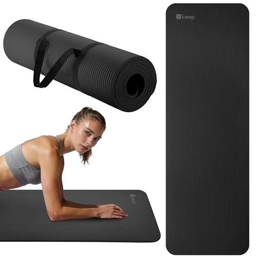 Extra Thick NBR Yoga Mat for Women & Men, 10mm Thick, 72”x24”x10mm Black
